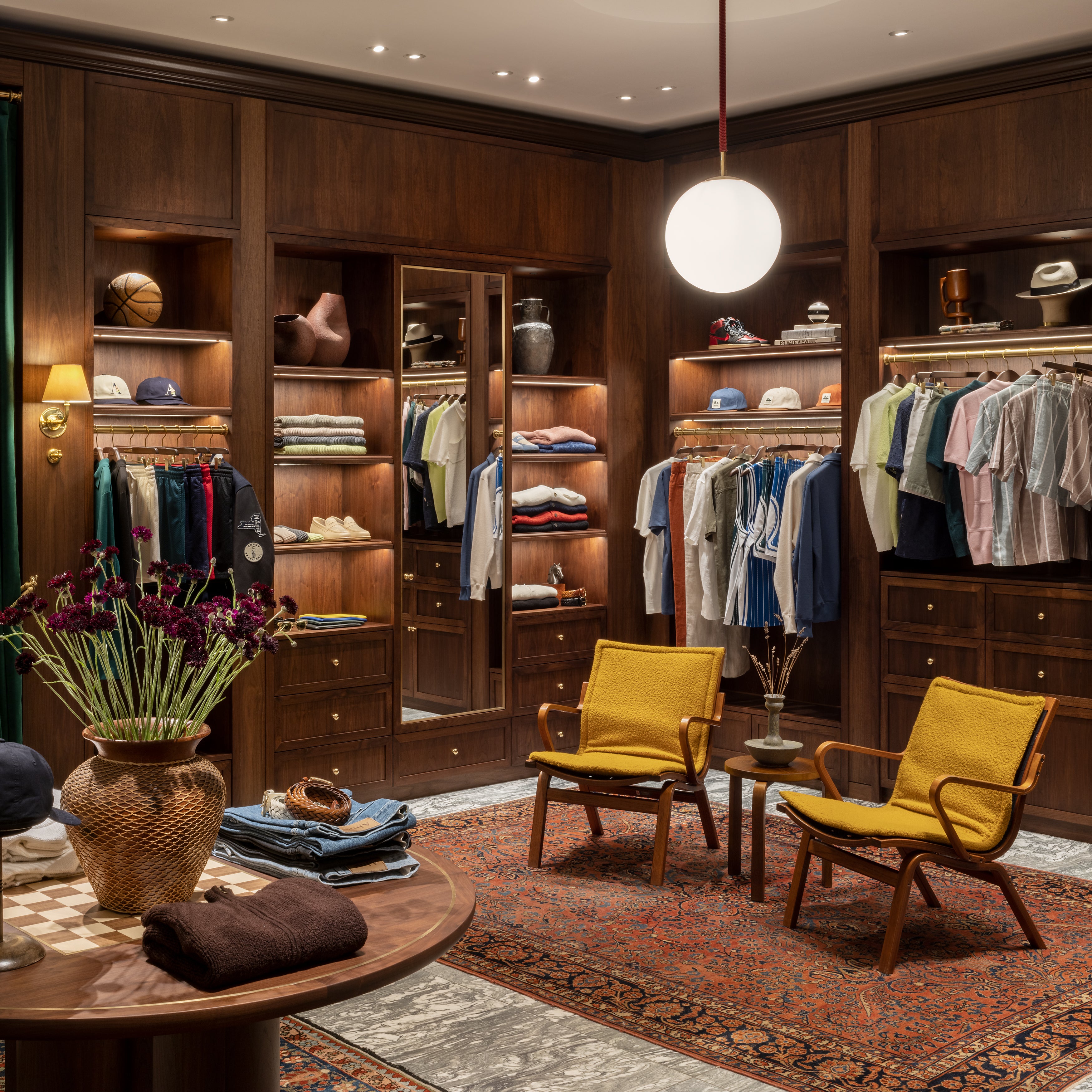 Second interior view of clothing set up at London flagship store 