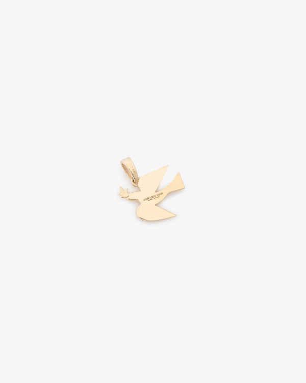 14Kt Gold Dove Pendant holding an olive branch, photographed against a plain white background.
