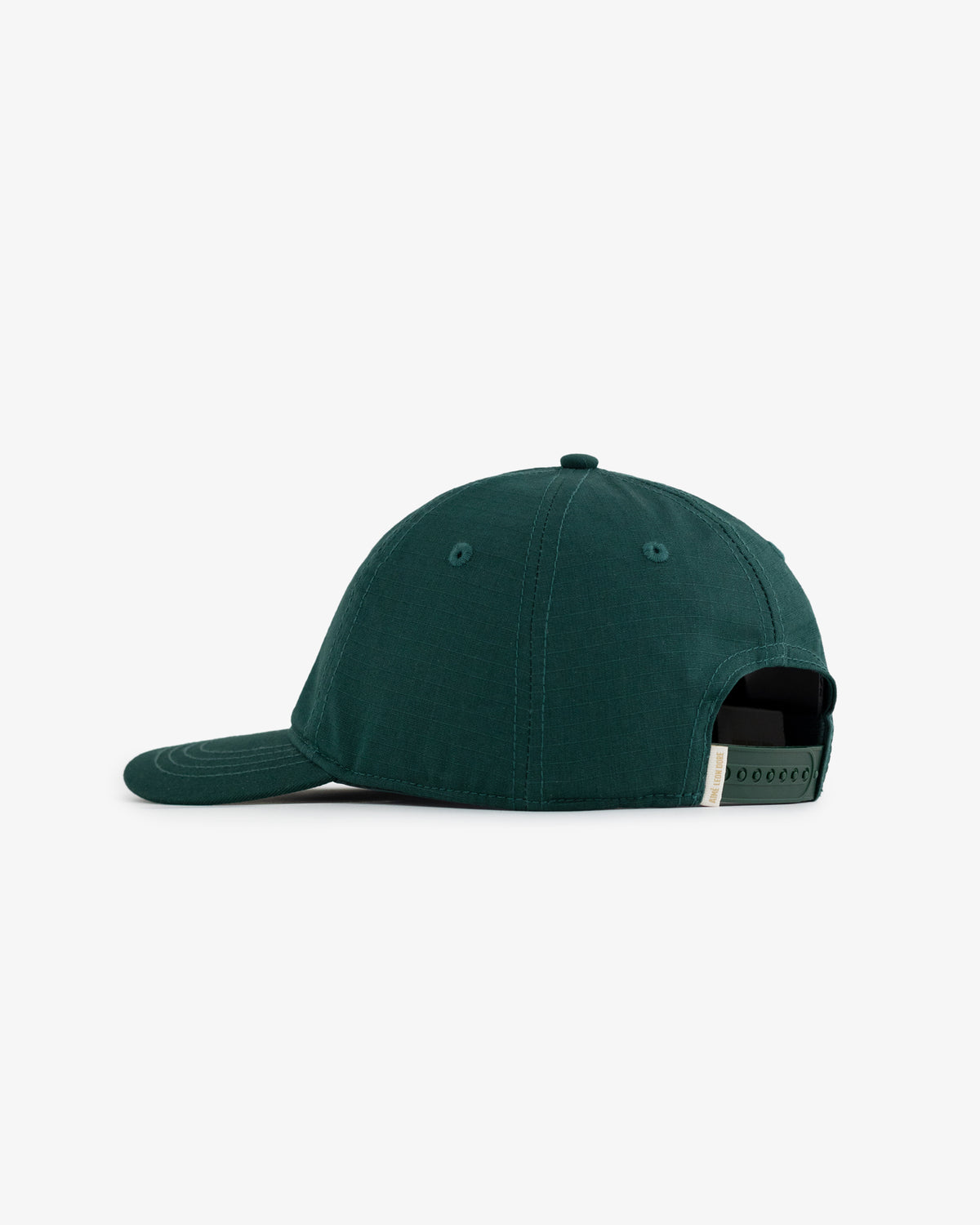 Unisphere Hat in dark green, shown from the back with a curved brim and adjustable strap on a white background.