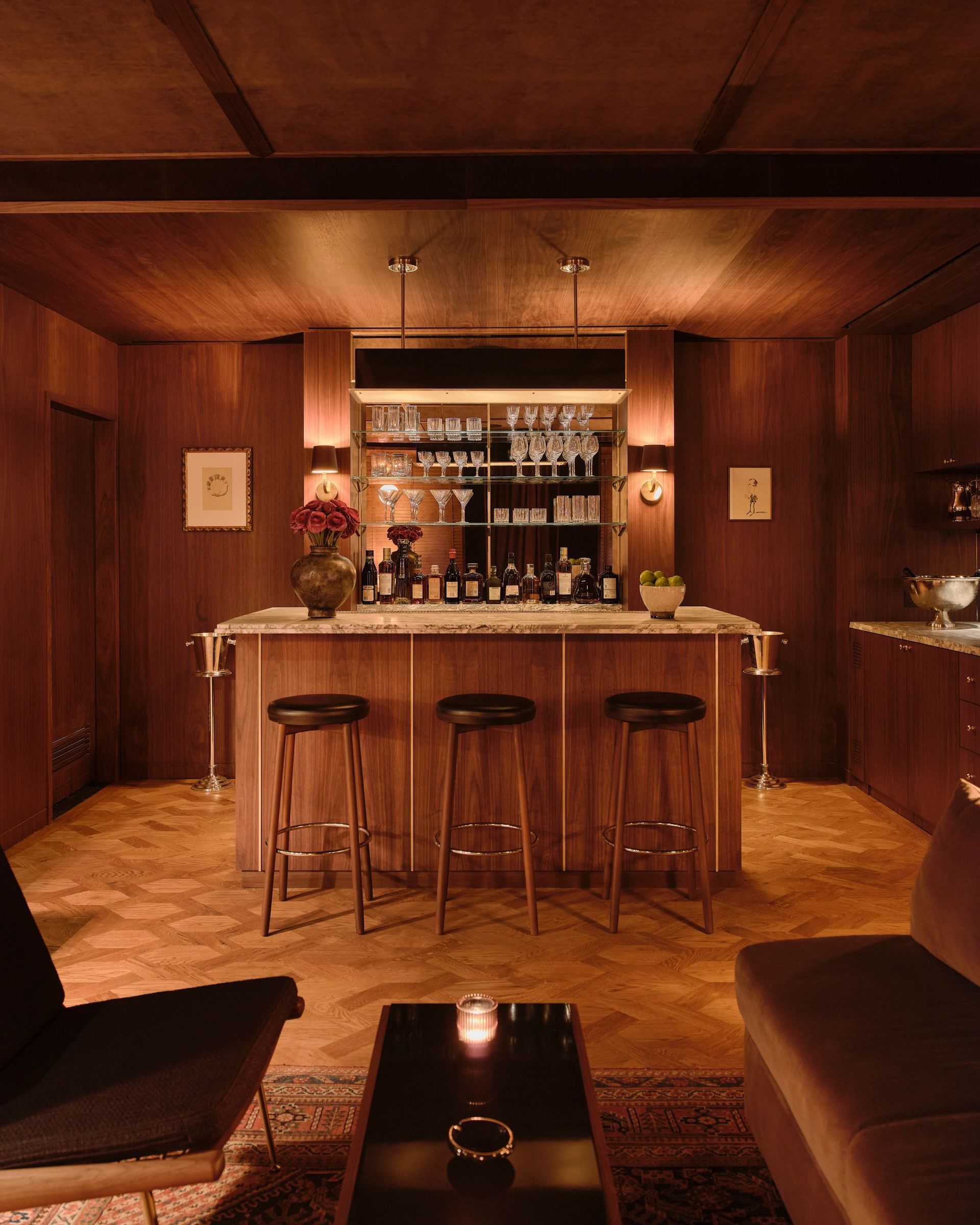 Bar area at 214 Private Lounge in New York City 