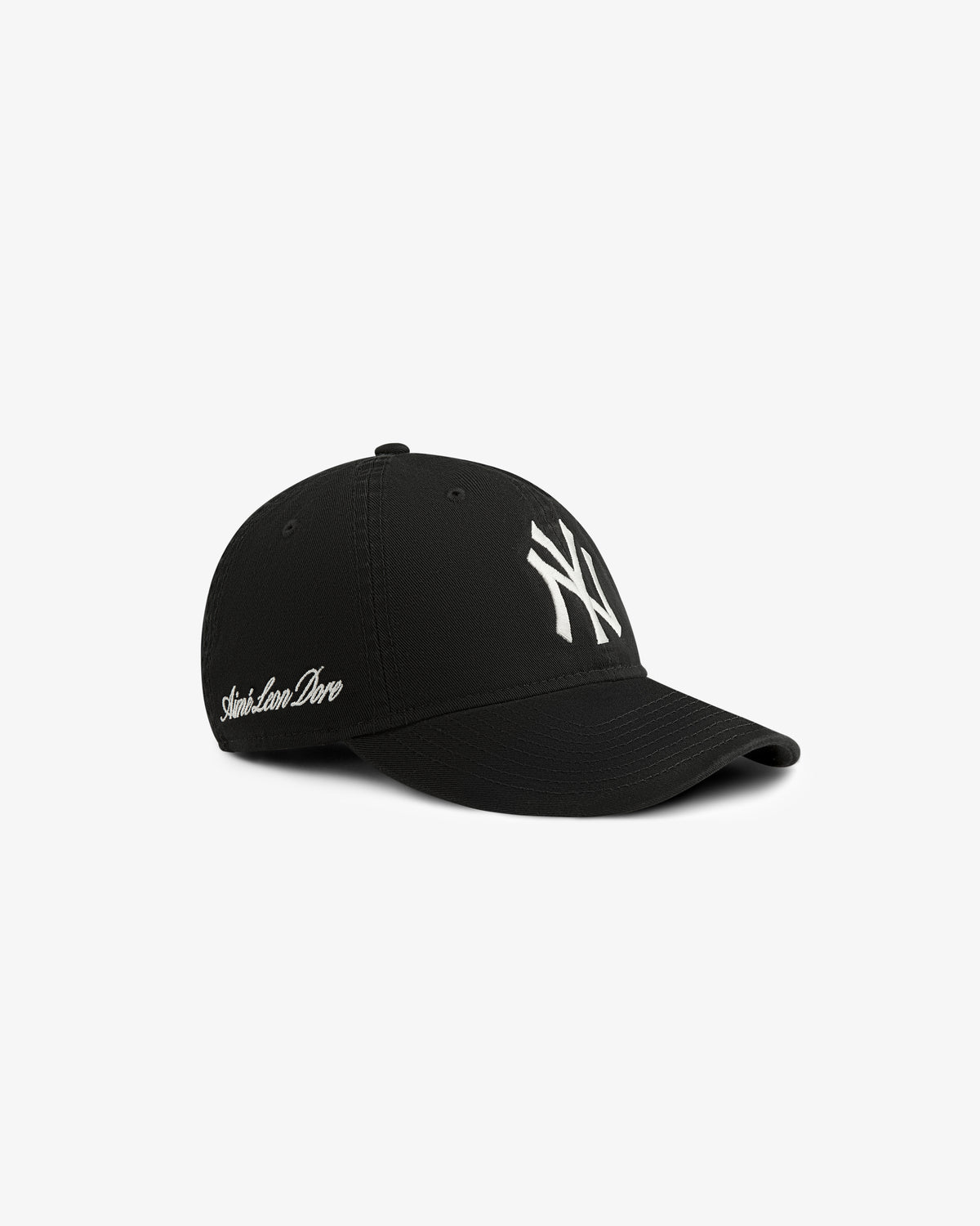 ALD/New Era Yankees Ballpark Hat in black with white NY logo and cursive text, shown on white background.