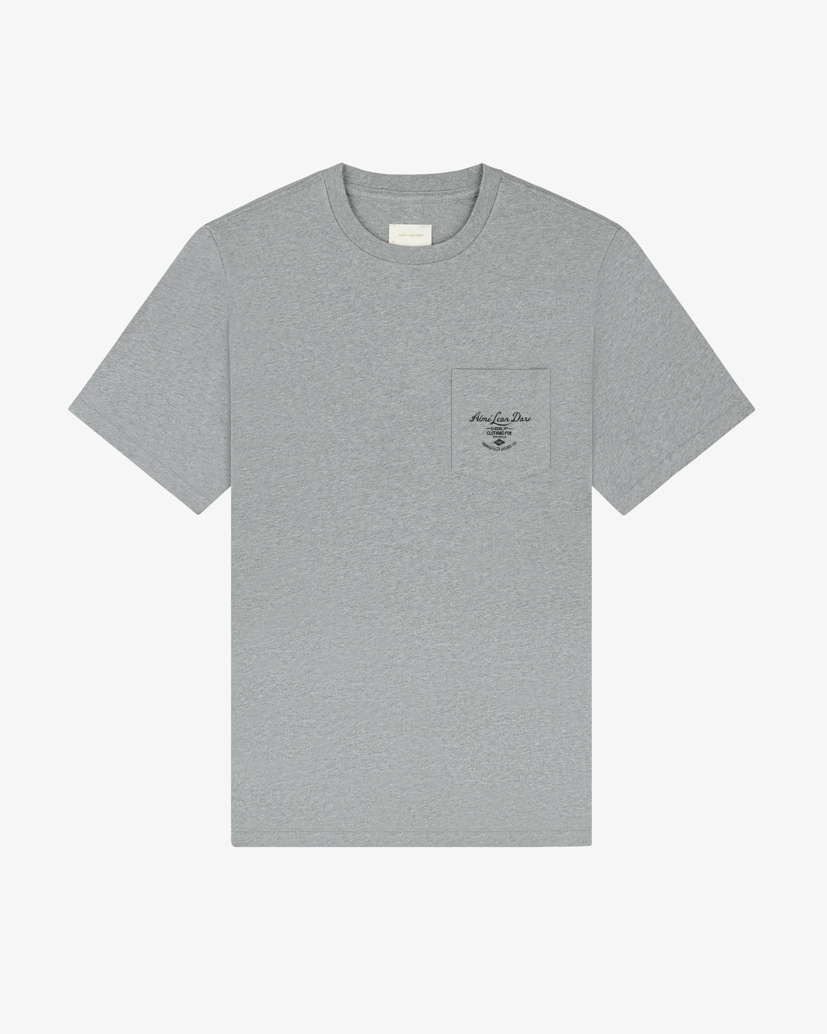 General Store Pocket Tee: gray short-sleeve shirt with chest pocket and black text, shown on white background.