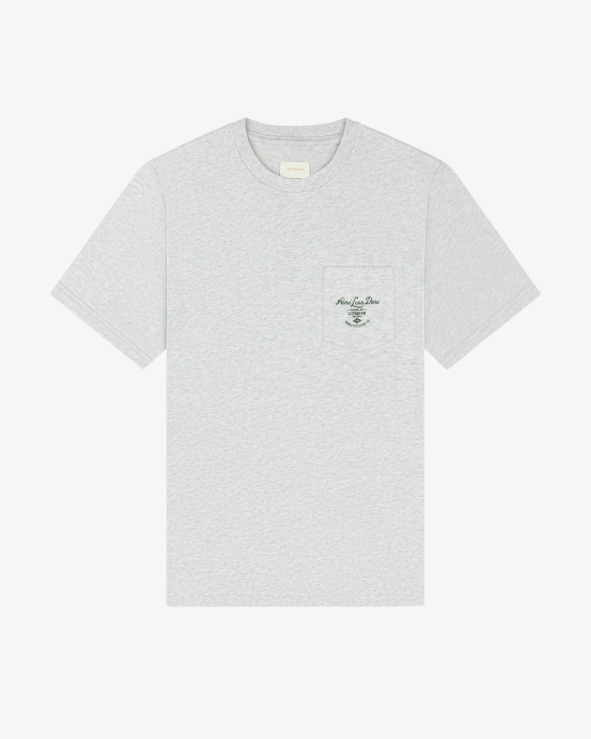 General Store Pocket Tee: light gray, short sleeves, small chest pocket with subtle black text and graphic.