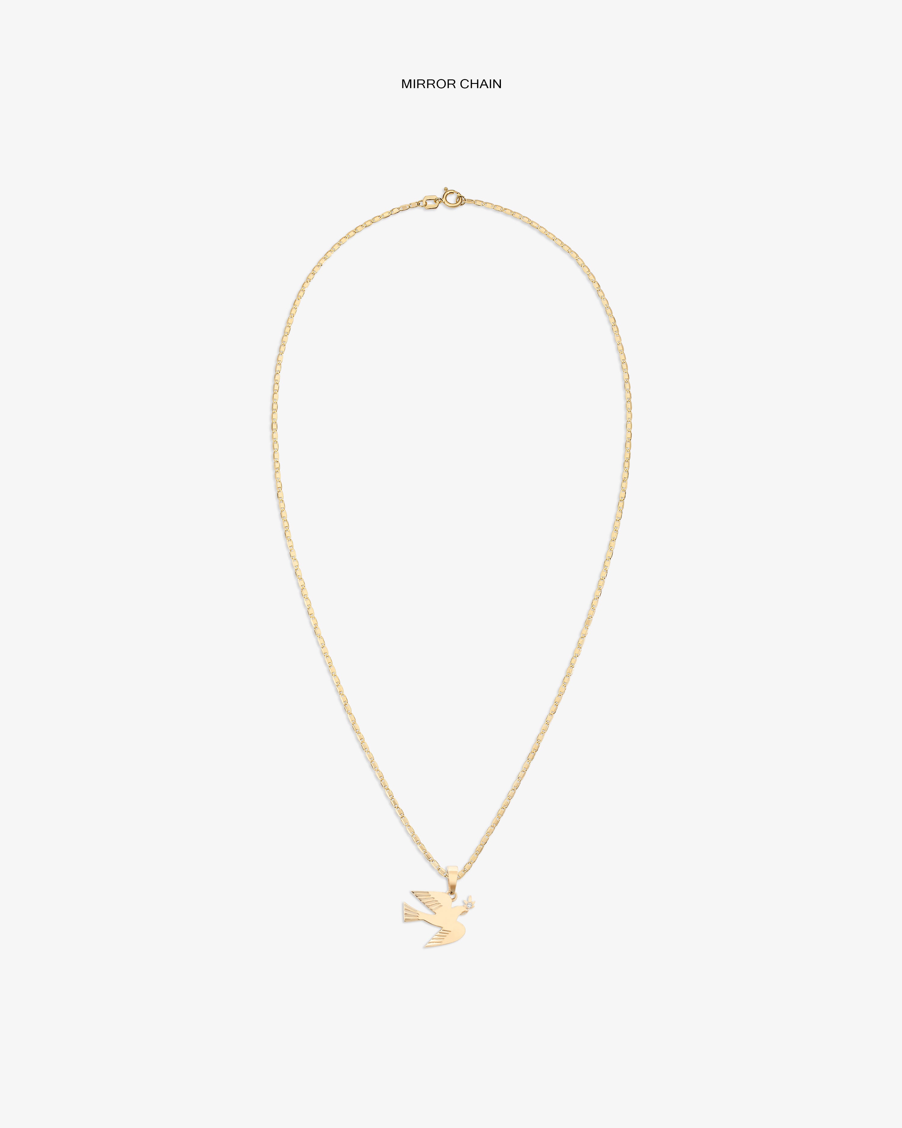 14Kt Gold Dove Pendant necklace displayed on a plain white background.
