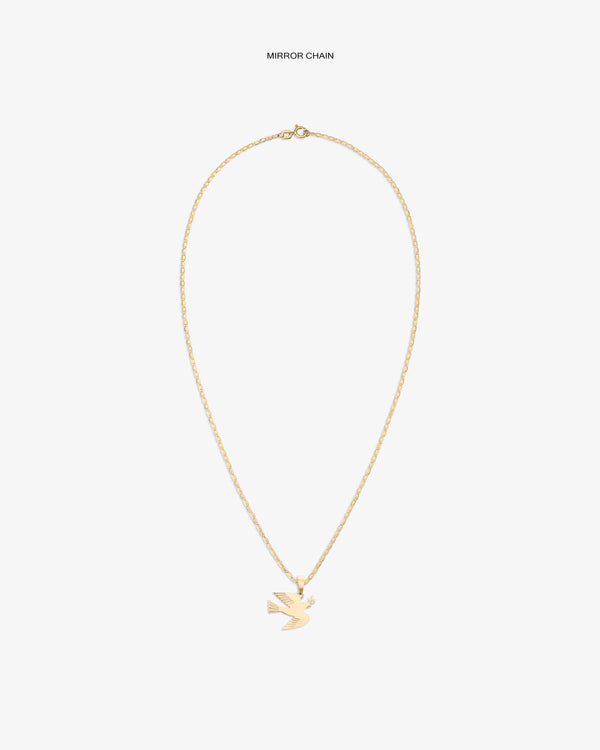 14Kt Gold Dove Pendant necklace displayed on a plain white background.