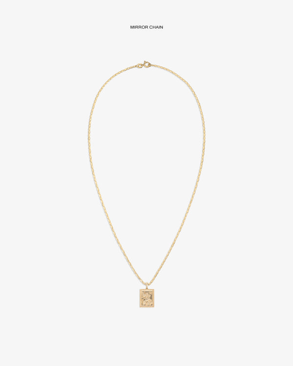14Kt Gold Saint George Pendant necklace, shown against a plain white background.