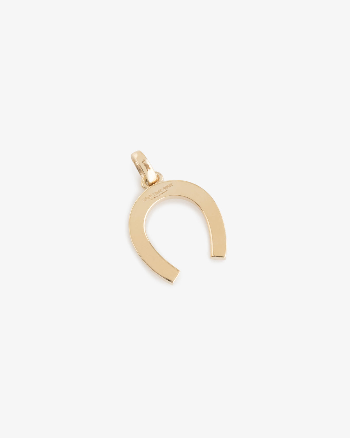 Diamond horseshoe pendant with a small loop for chain attachment, shown on a plain white background.