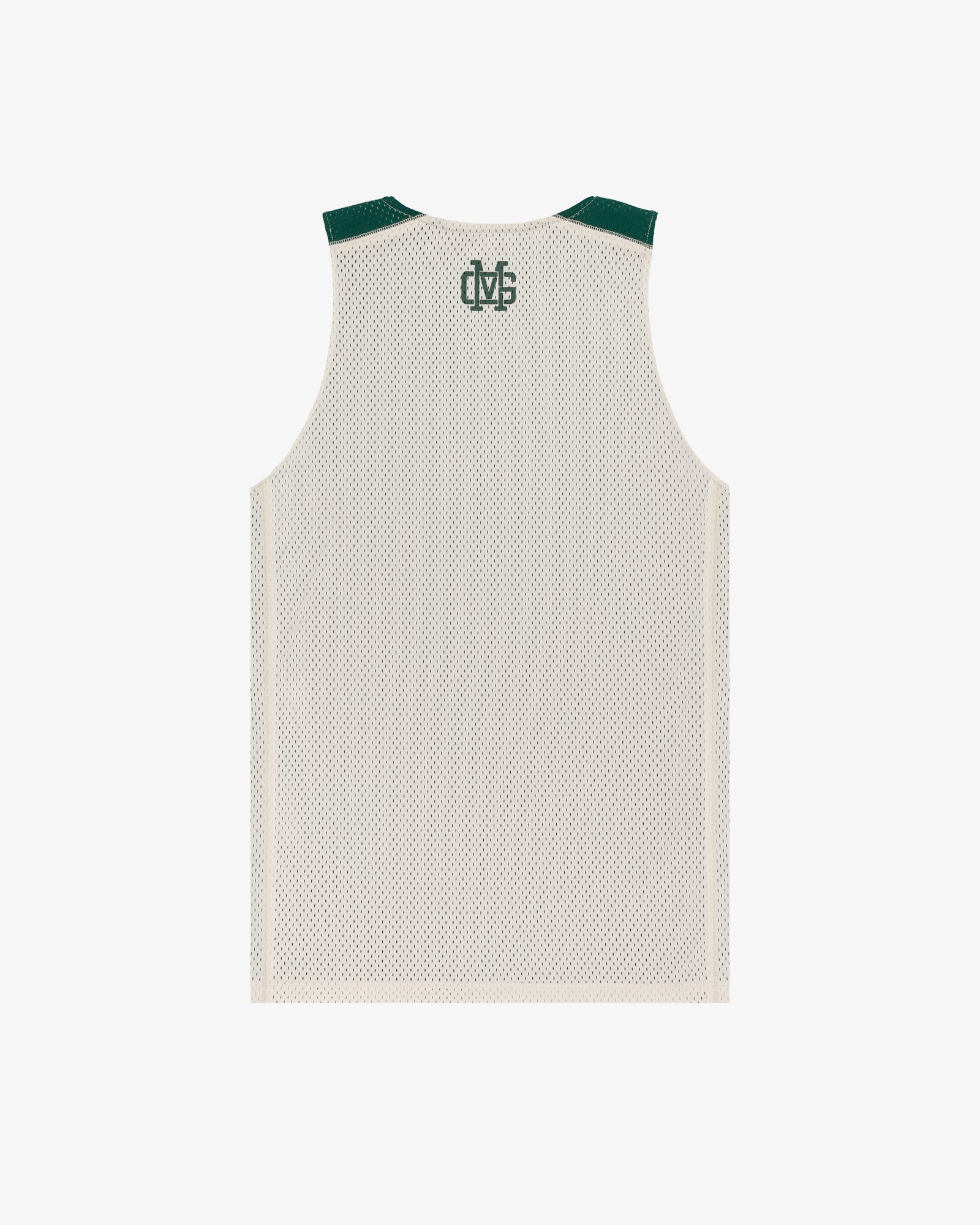 ALD / New Balance SONNY NY Reversible Jersey: white mesh tank with green shoulder accents and back neck logo.