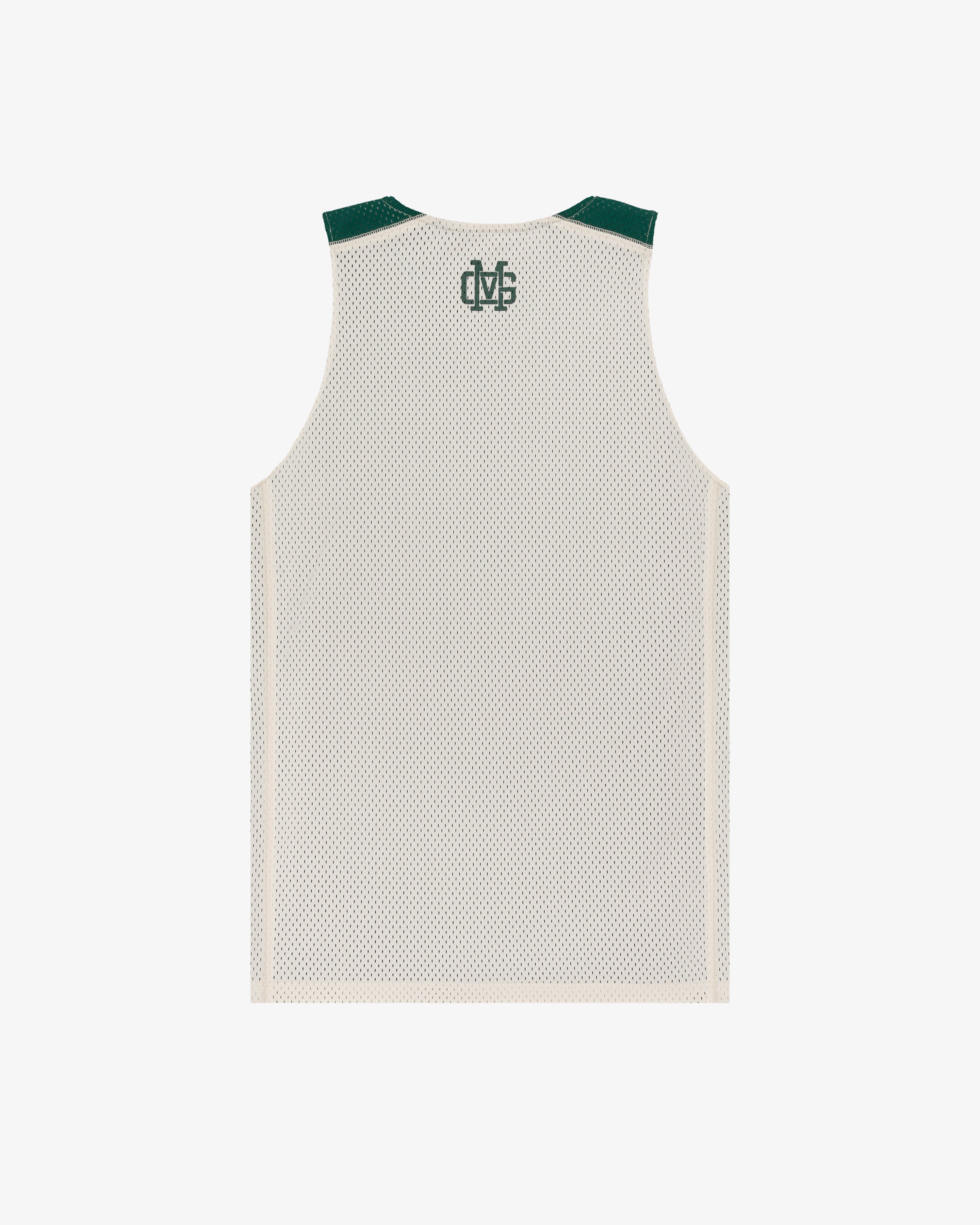 ALD / New Balance SONNY NY Reversible Jersey: white mesh tank with green shoulder accents and back neck logo.