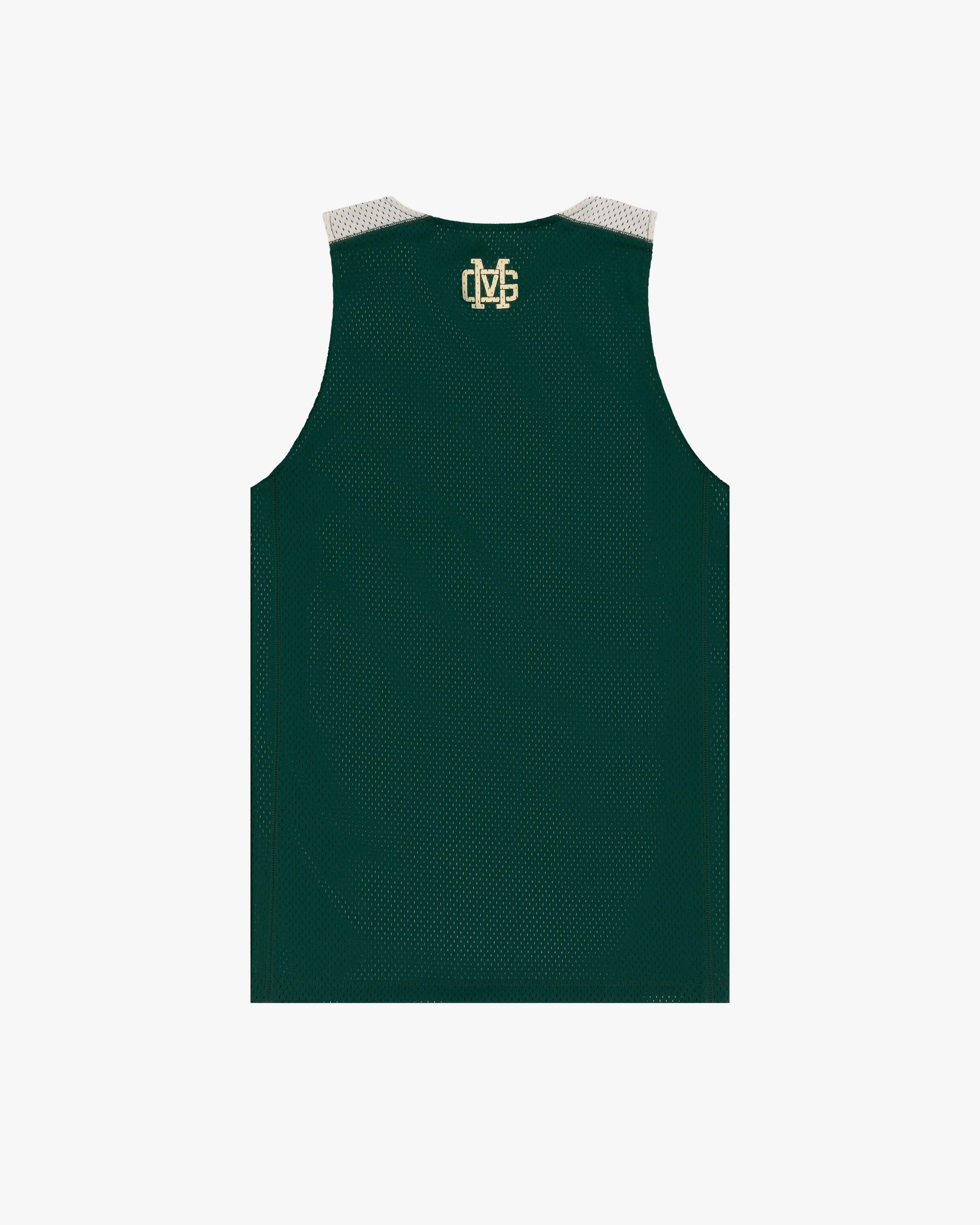 The ALD / New Balance SONNY NY Reversible Jersey in dark green with white trim and gold DVS logo on upper back.
