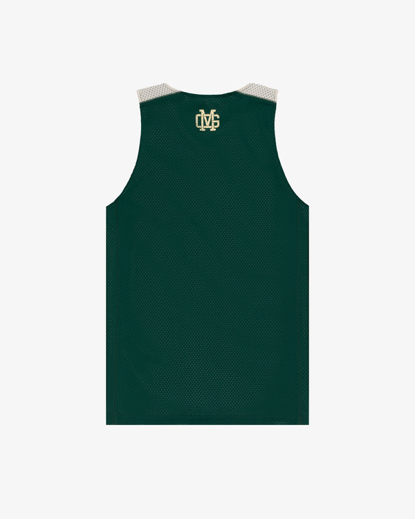 The ALD / New Balance SONNY NY Reversible Jersey in dark green with white trim and gold DVS logo on upper back.