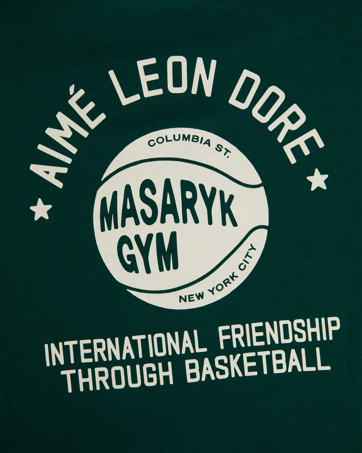 Green ALD / New Balance SONNY NY IFTB Crewneck Sweatshirt with white text: International Friendship Through Basketball.