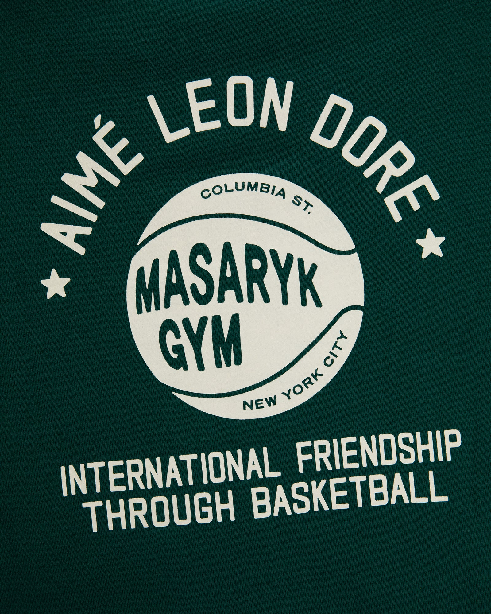Green ALD / New Balance SONNY NY IFTB Crewneck Sweatshirt with white text: International Friendship Through Basketball.