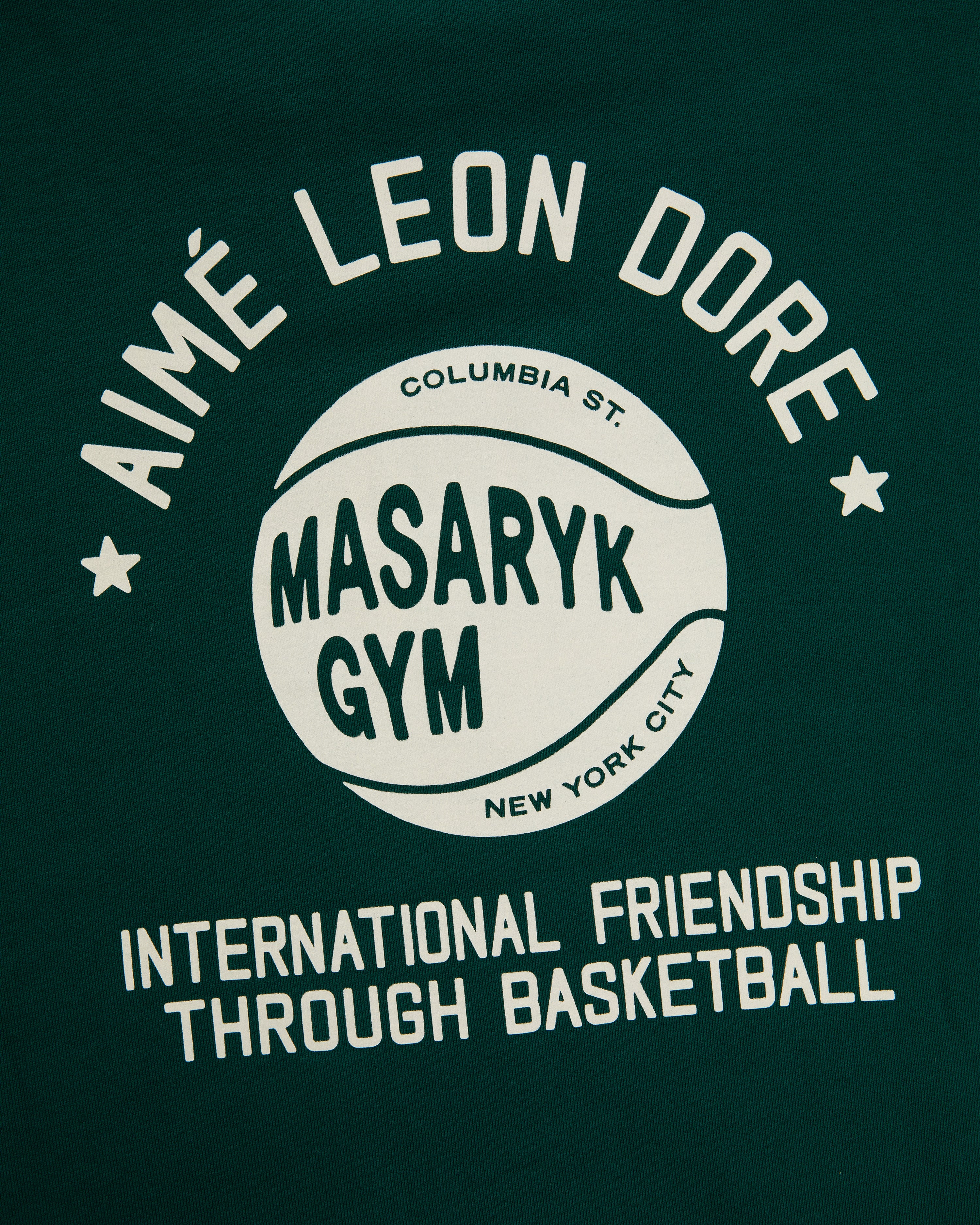 Green ALD / New Balance SONNY NY IFTB Crewneck Sweatshirt with white text: International Friendship Through Basketball.