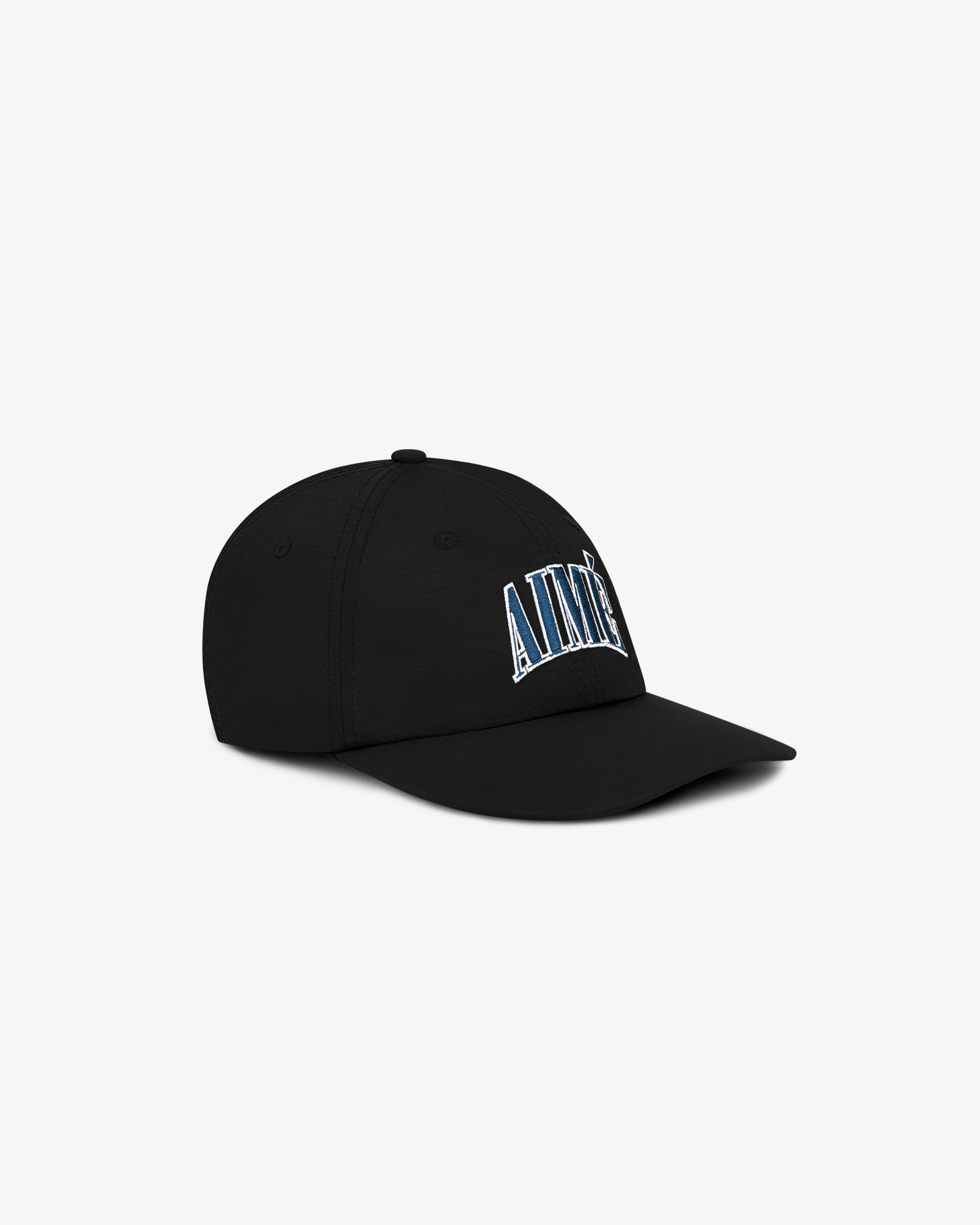 Nylon Crusher Hat with AIME embroidered in white and blue, displayed on a plain white background.