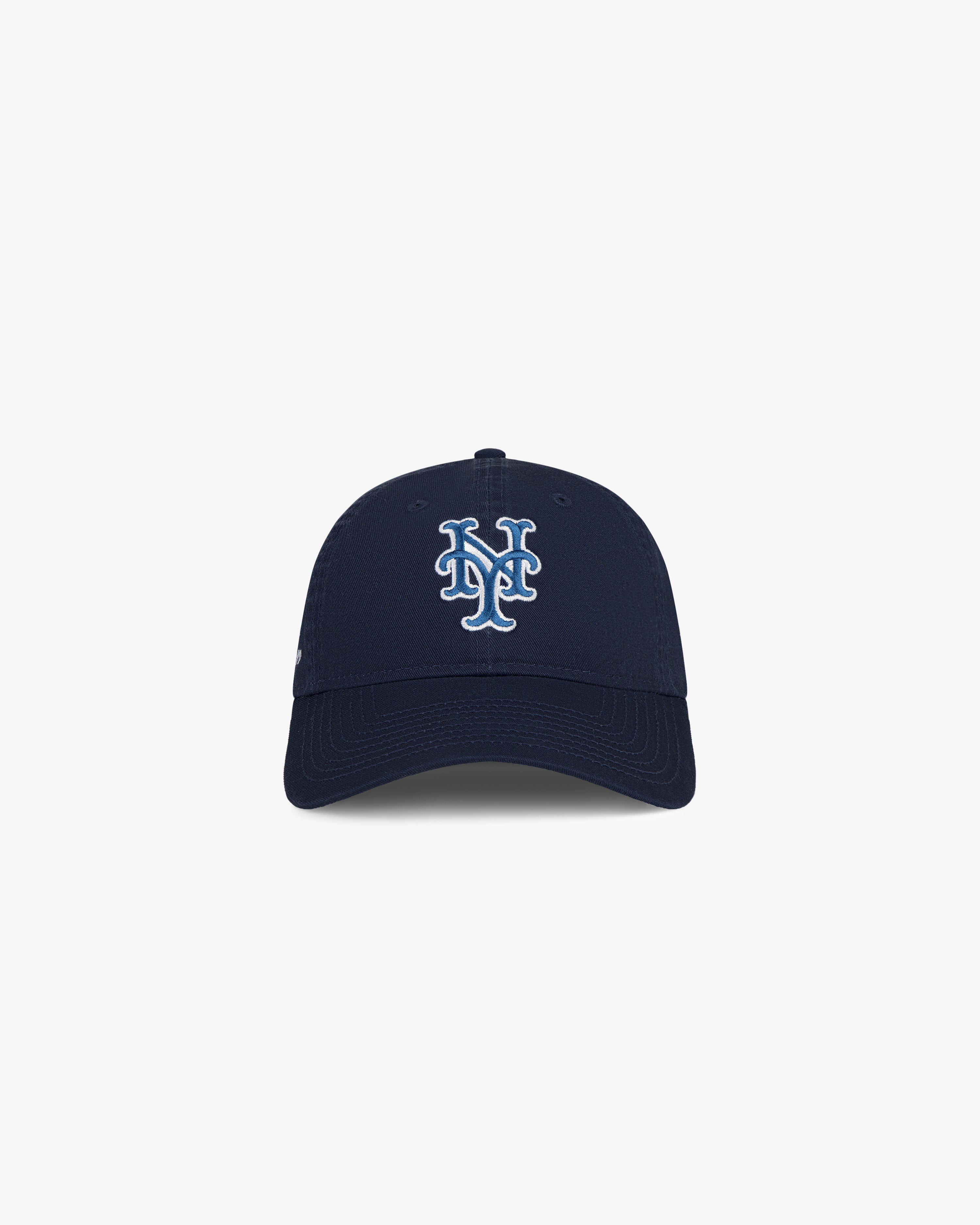 ALD / New Era Mets Ballpark Hat in navy blue with white NY logo, shown on a plain white background.