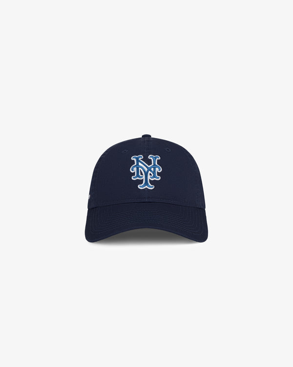 ALD / New Era Mets Ballpark Hat in navy blue with white NY logo, shown on a plain white background.