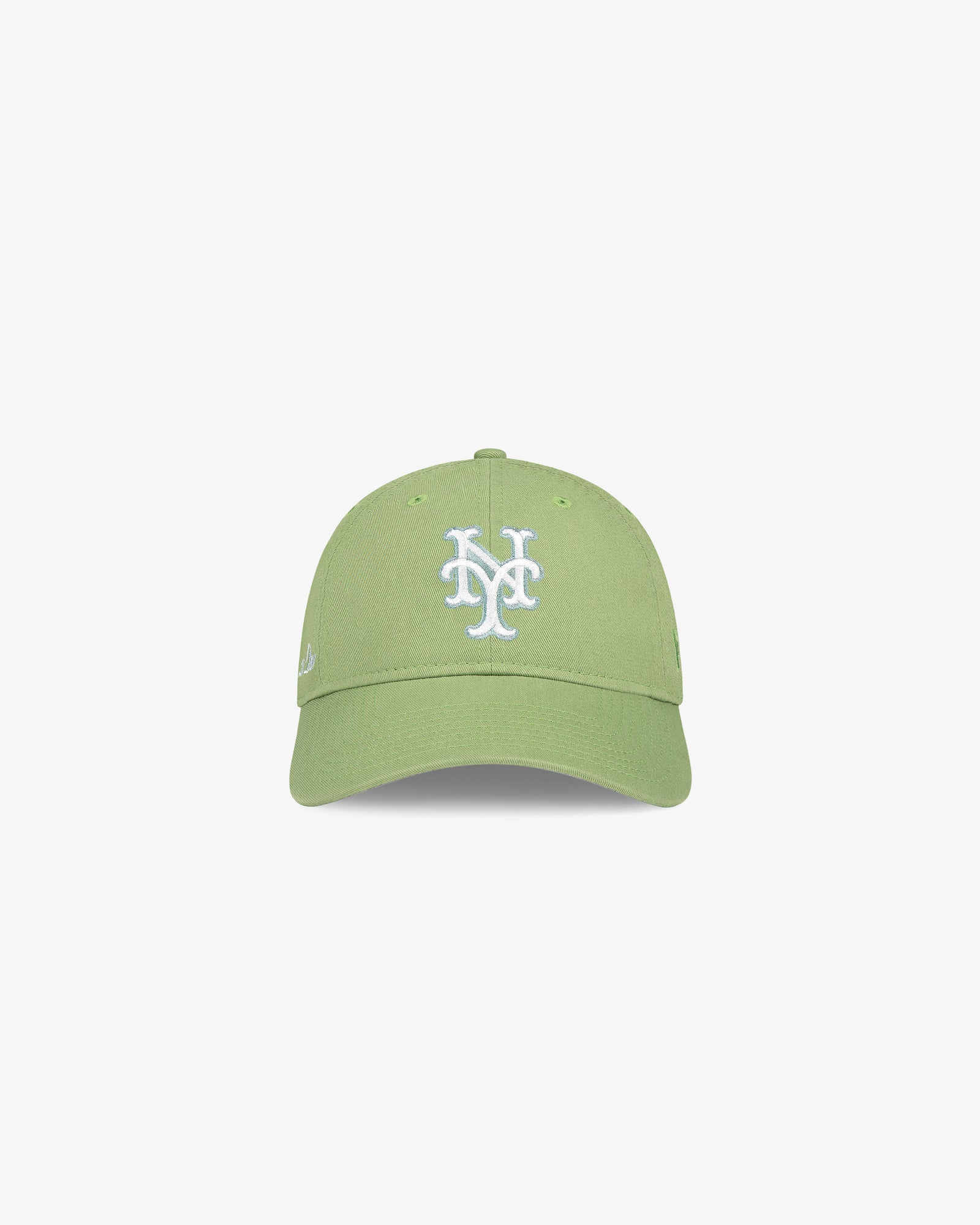 ALD / New Era Mets Ballpark Hat in light green with a white NY logo, front view on a white background.