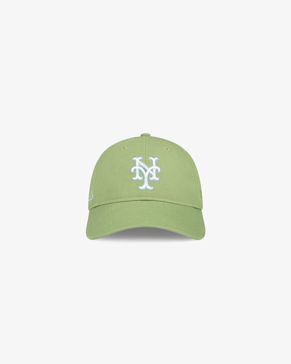 ALD / New Era Mets Ballpark Hat in light green with a white NY logo, front view on a white background.