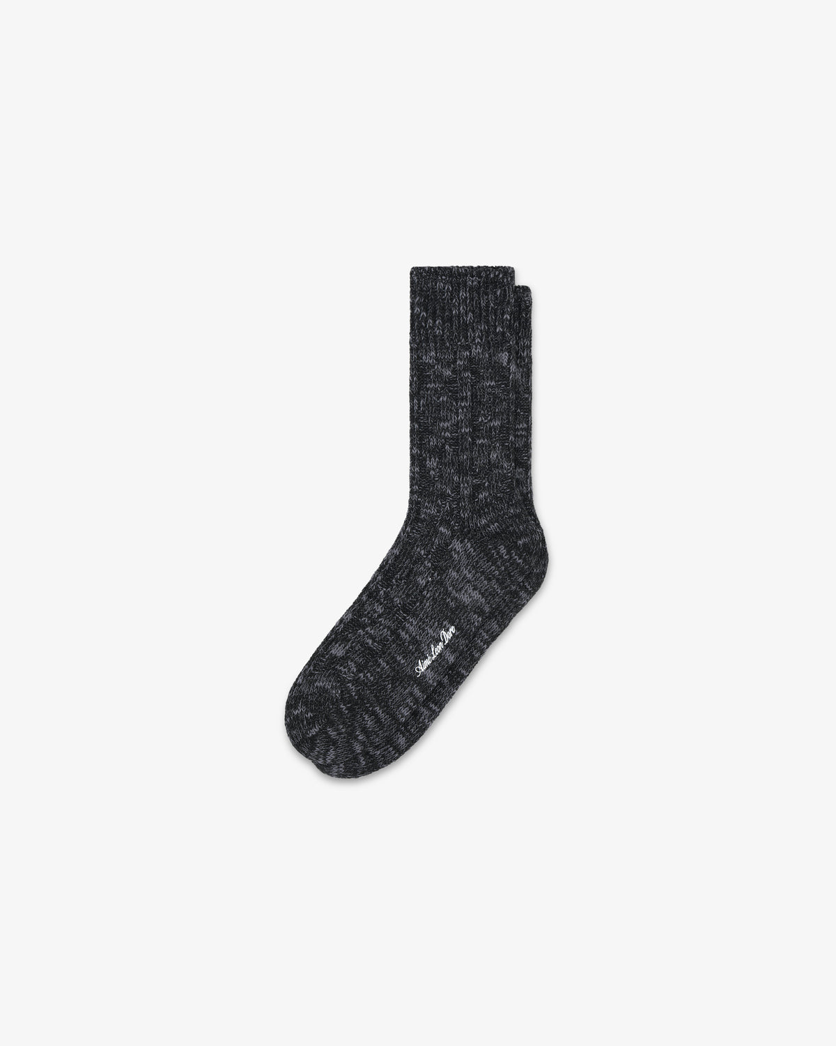 A single Cable Knit Hiking Sock in dark gray marl with a ribbed cuff, shown on a plain white background.