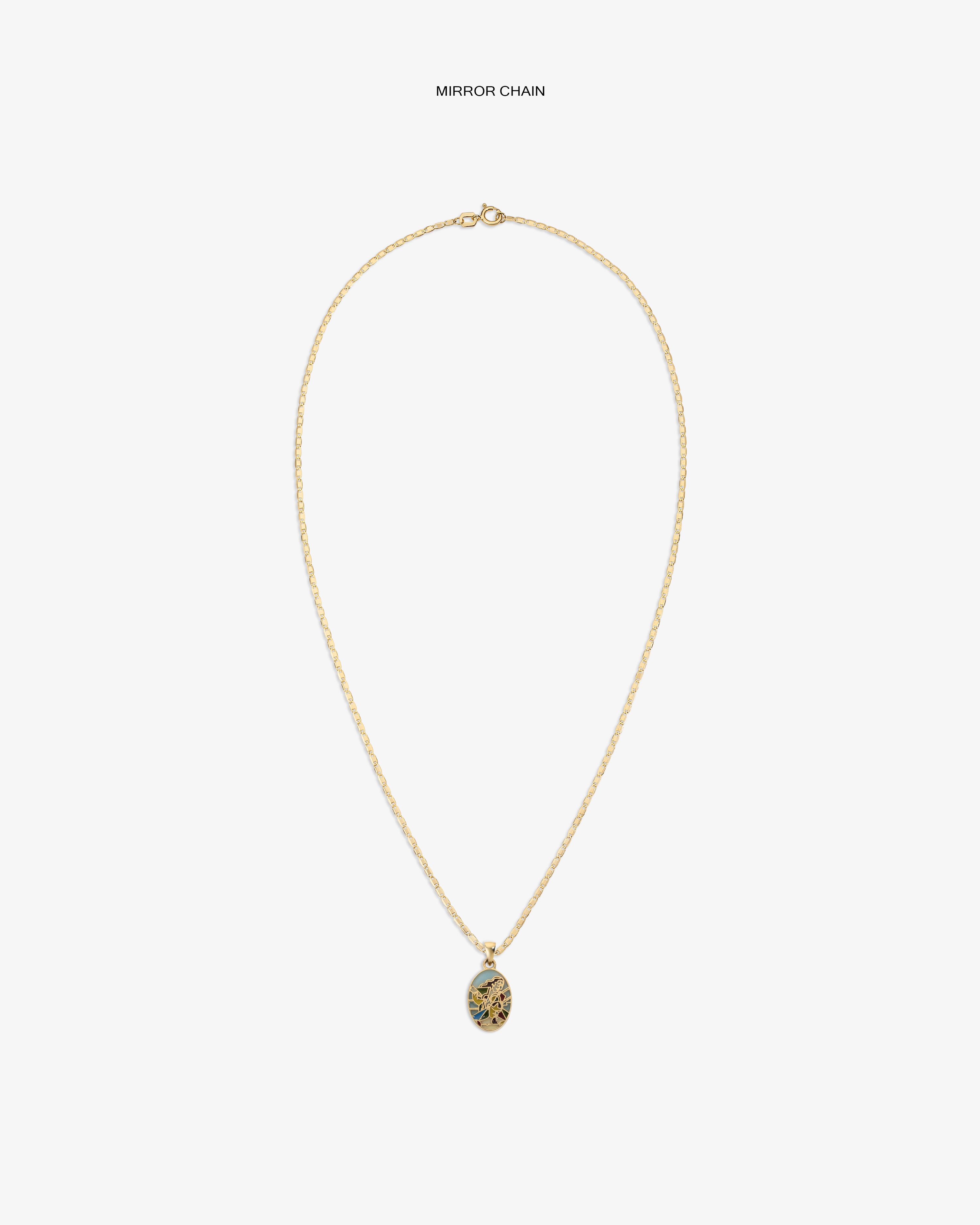 14Kt Gold Molina Pendant featuring a twisted chain and ornate oval charm, shown on a plain white background.