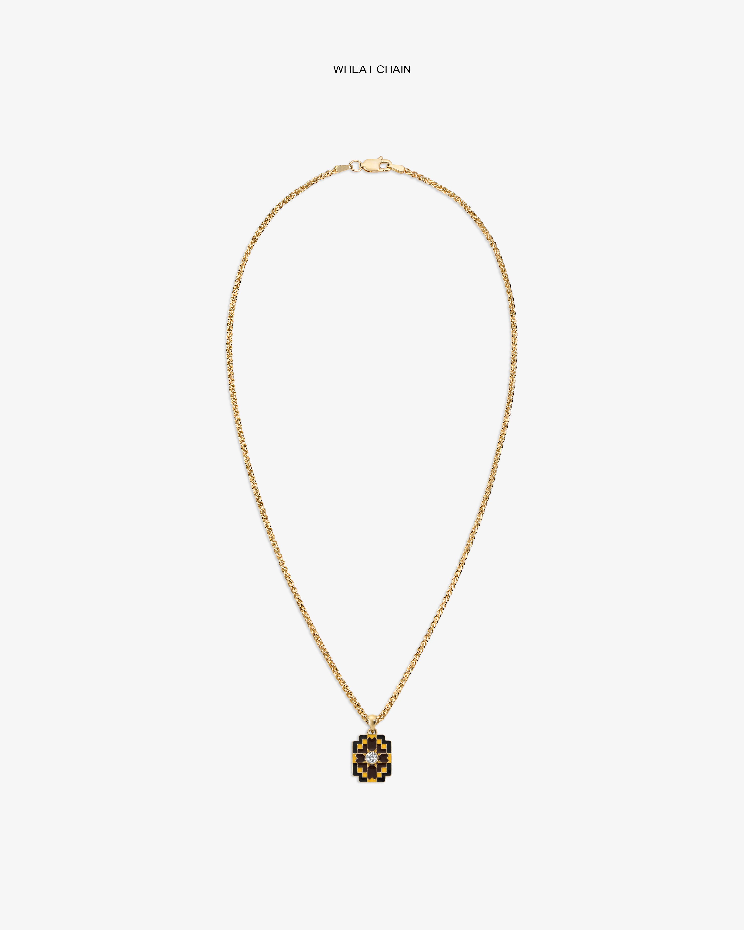 Diamond Mosaic Pendant on a gold wheat chain, shown against a plain white background.