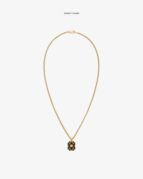 Diamond Mosaic Pendant on a gold wheat chain, shown against a plain white background.