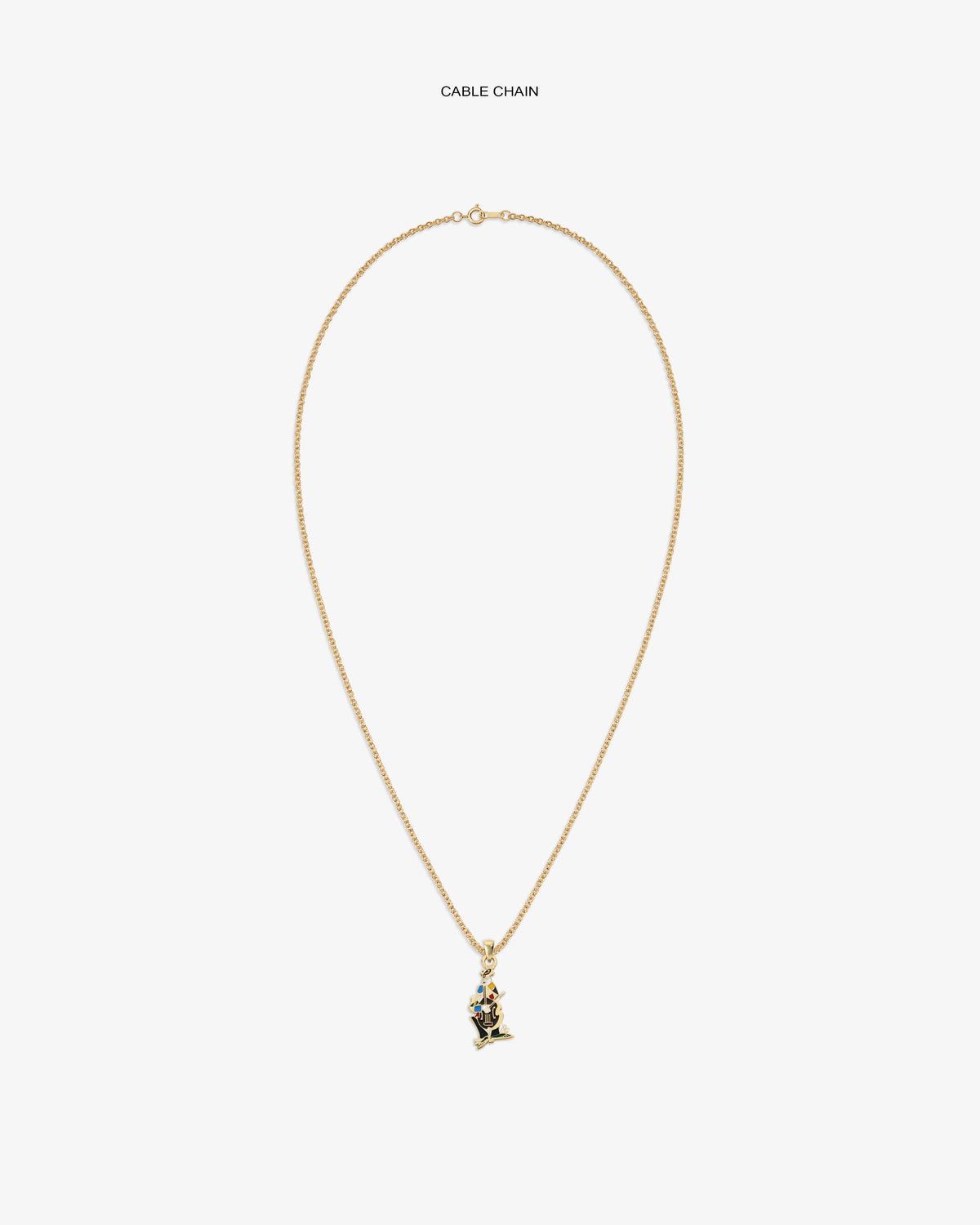 14Kt Gold Musician Pendant on a cable chain, shown centered on white background.