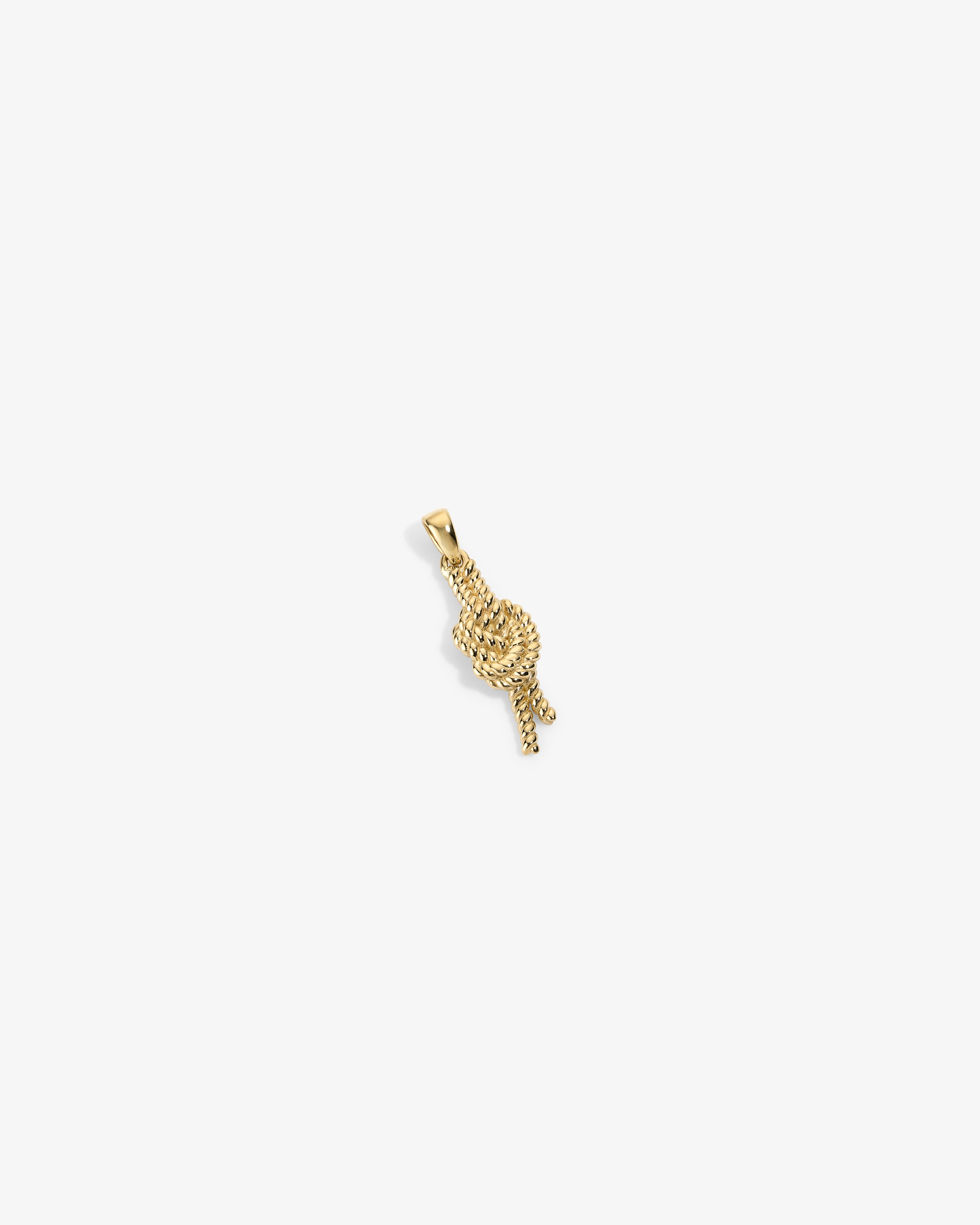 14Kt Gold Nautical Knot Pendant, embellished with small clear gemstones, shown on a white background.