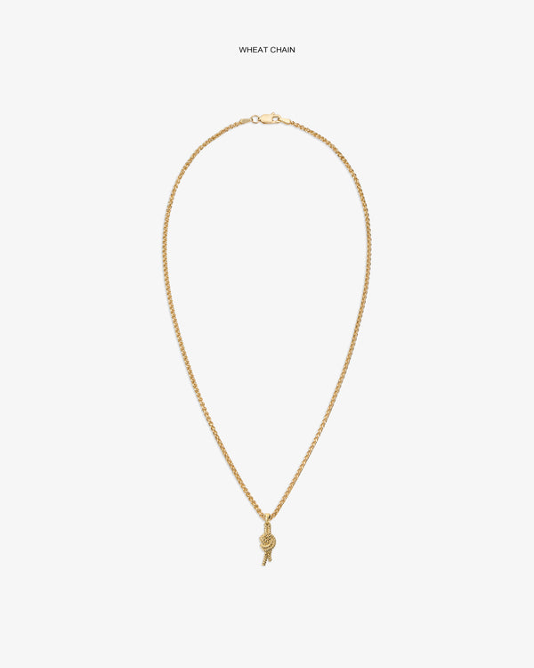 14Kt Gold Nautical Knot Pendant with chain, shown on a simple white background.