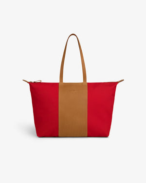 Leather Canvas Zip Tote