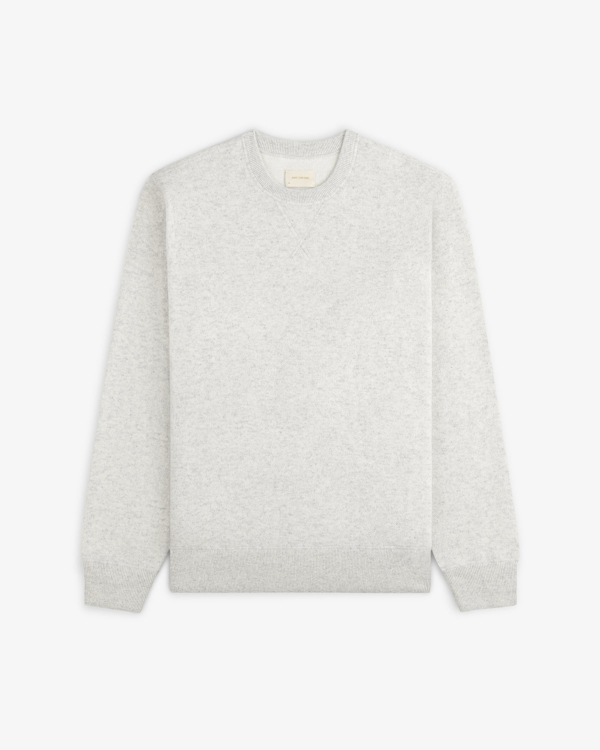 Pavilion Cashmere Crewneck Sweatshirt in light gray, long sleeves, displayed flat on a white background.
