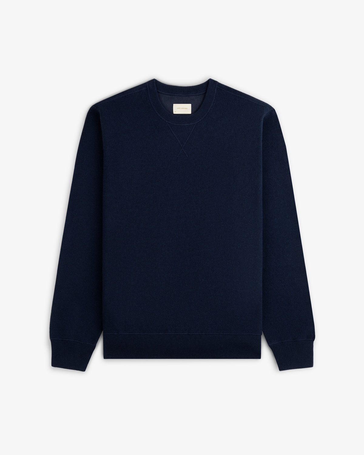 Pavilion Cashmere Crewneck Sweatshirt in plain navy, displayed flat on a white background.