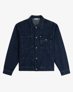 Chalk Stripe Denim Trucker Jacket