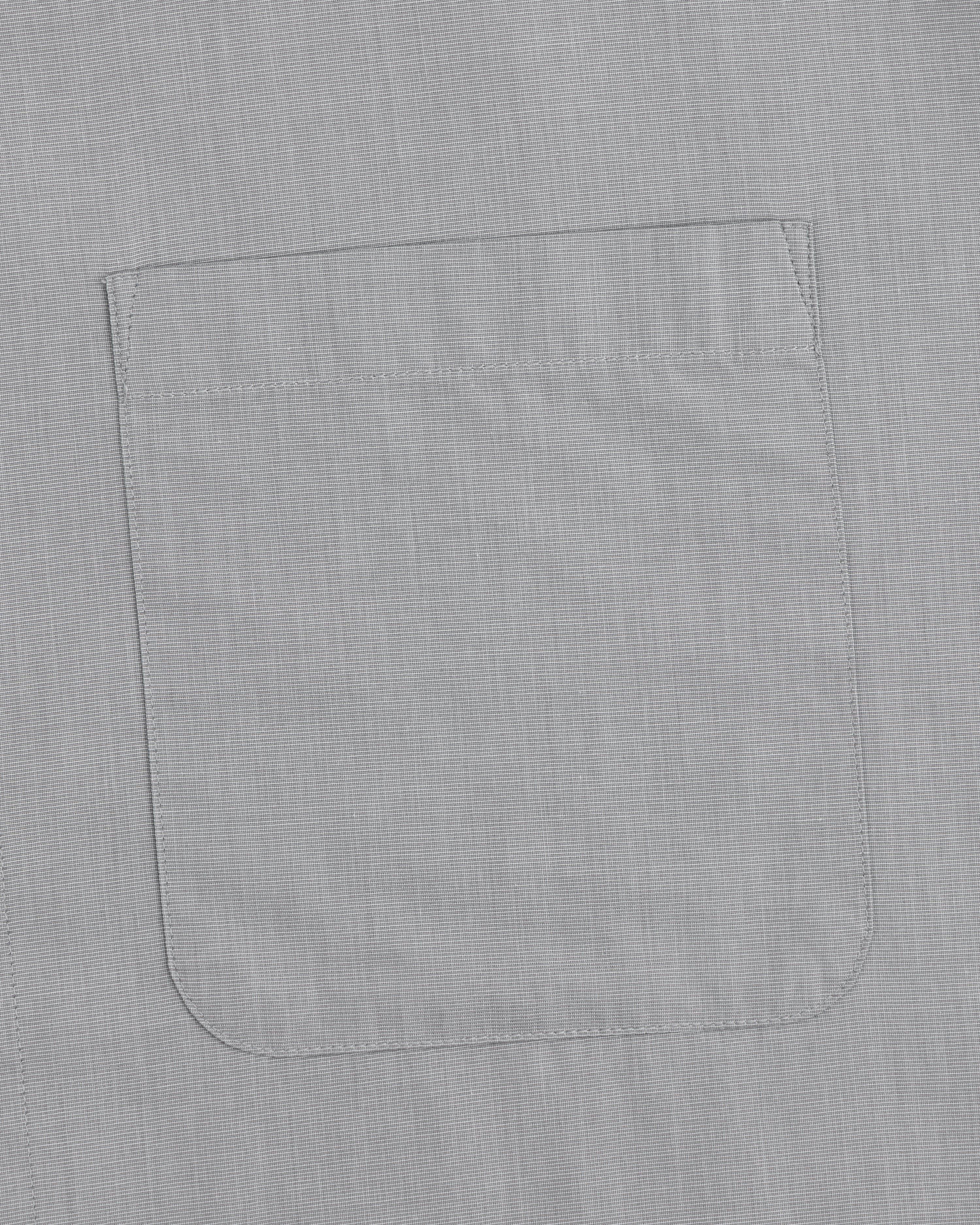 Poplin Casual Shirt in gray fabric with a square chest pocket and visible stitching at the pocket edges.