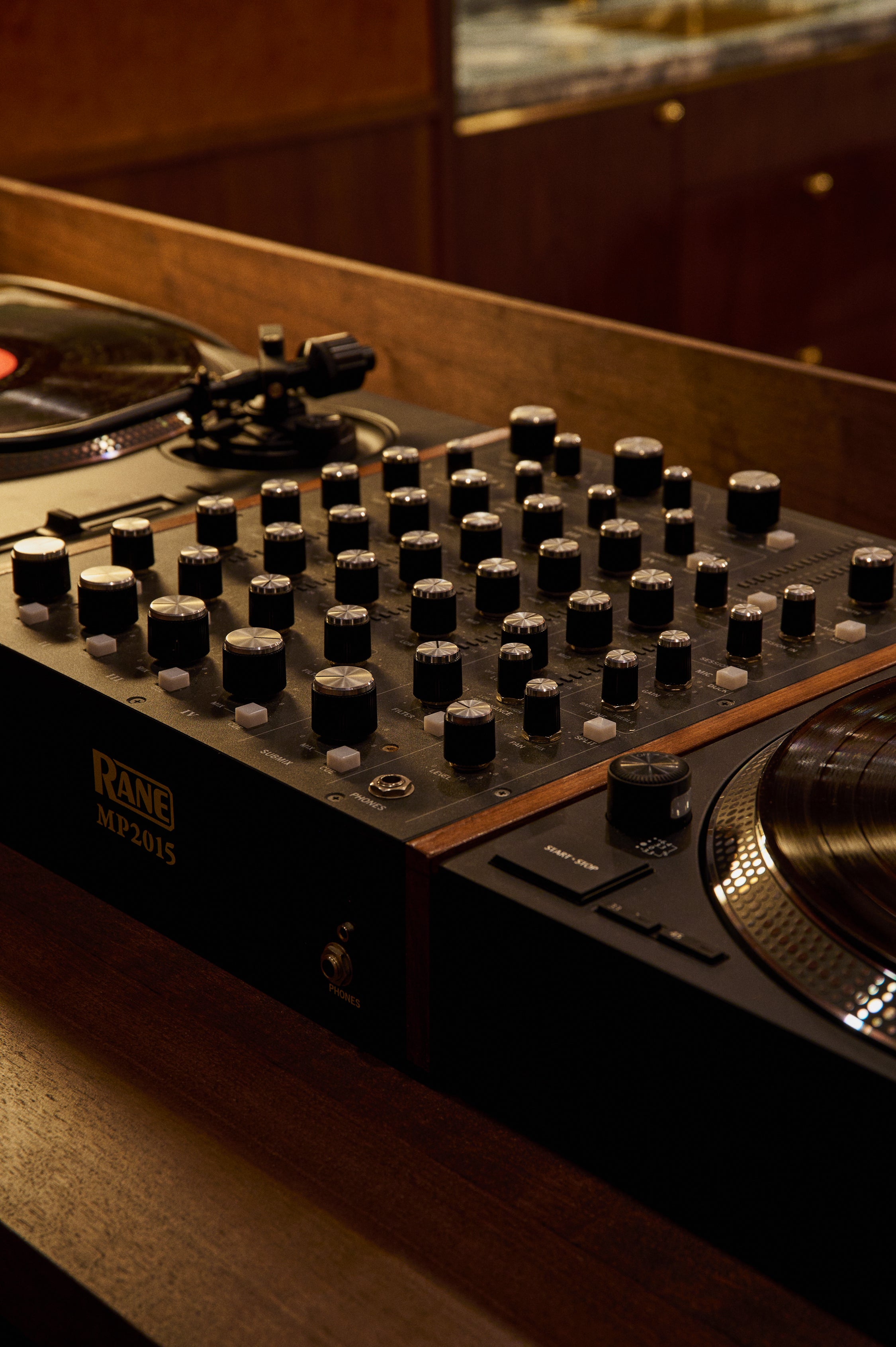 Close up of DJ equipment in Sound Room at London flagship 