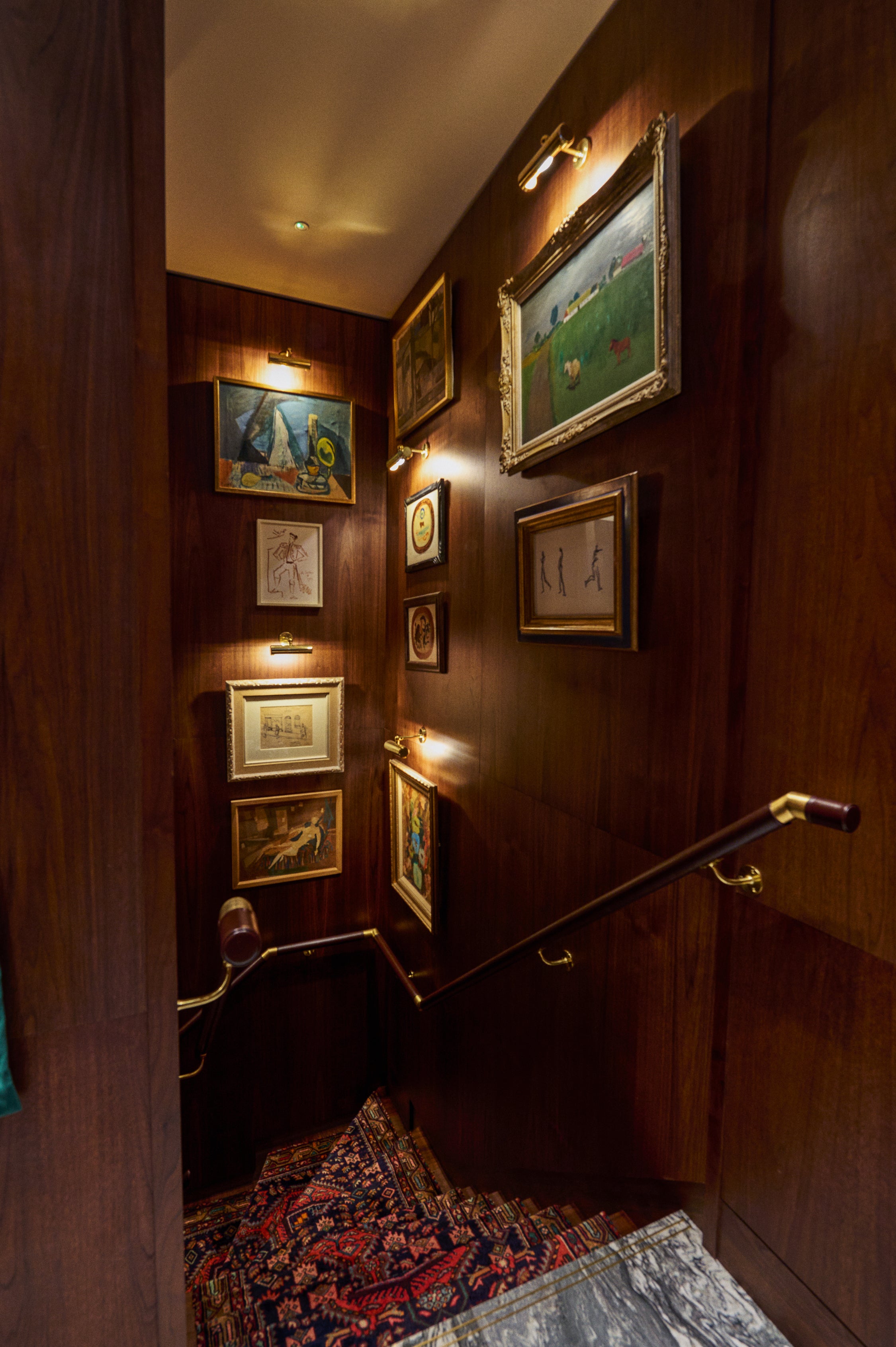 Staircase with artwork at London flagship