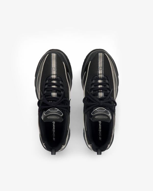 ALD / New Balance RC56 black and gray lace-up athletic shoes, top view on a white background.