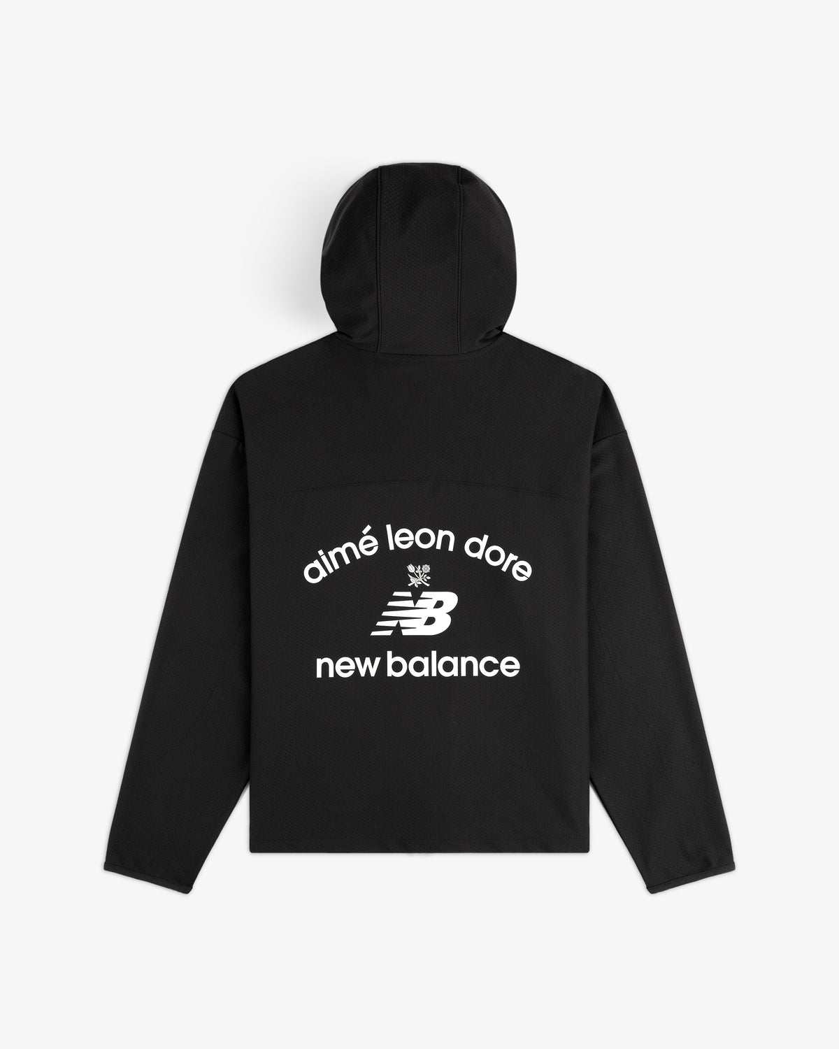 Black ALD / New Balance Full-Zip Warmup Hoodie with white co-branded logos on the back.