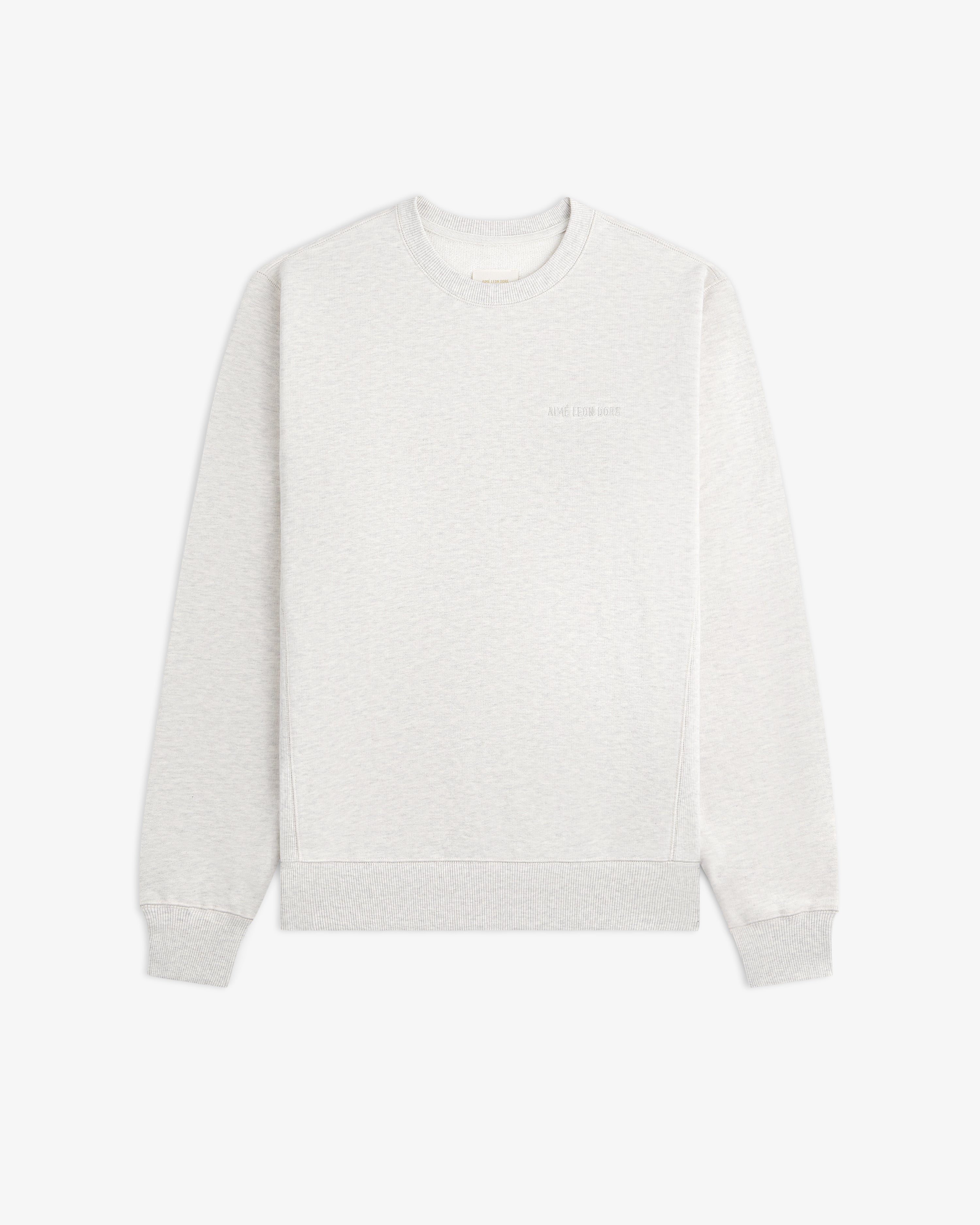 Tonal Logo Crewneck Sweatshirt in light gray, long sleeves, shown flat on a white background.