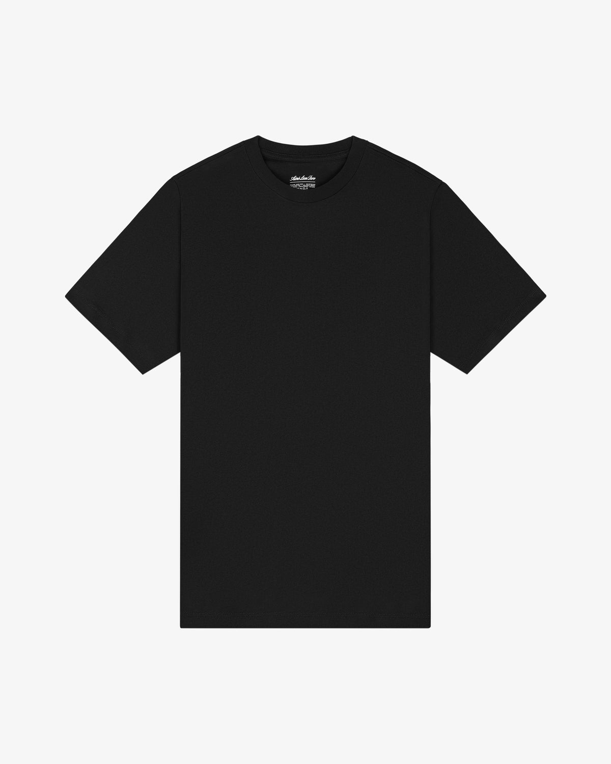 Three plain black short-sleeve t-shirts from the 3-Pack set laid flat on a white background.