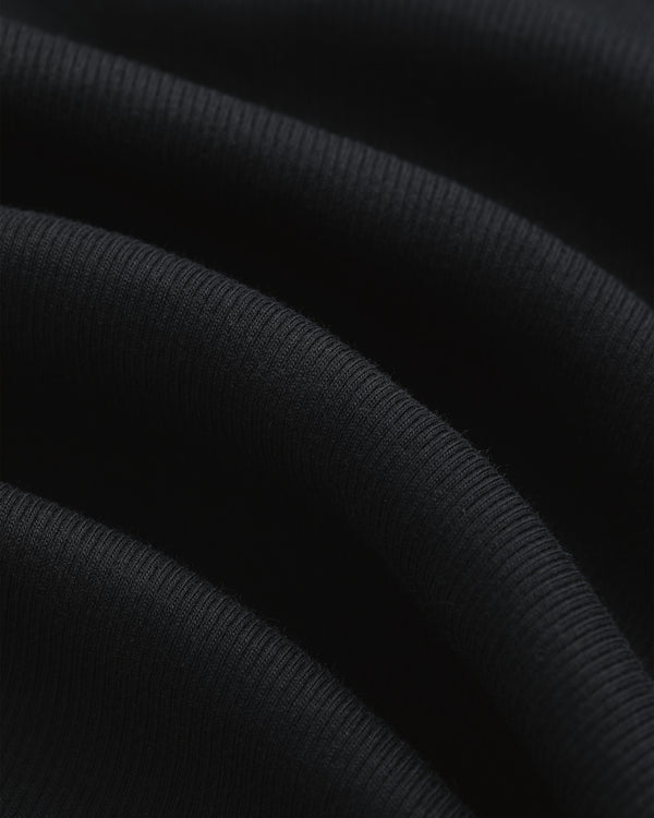 Close-up of black ribbed Tank Top 3-Pack fabric with soft folds and visible textured lines.