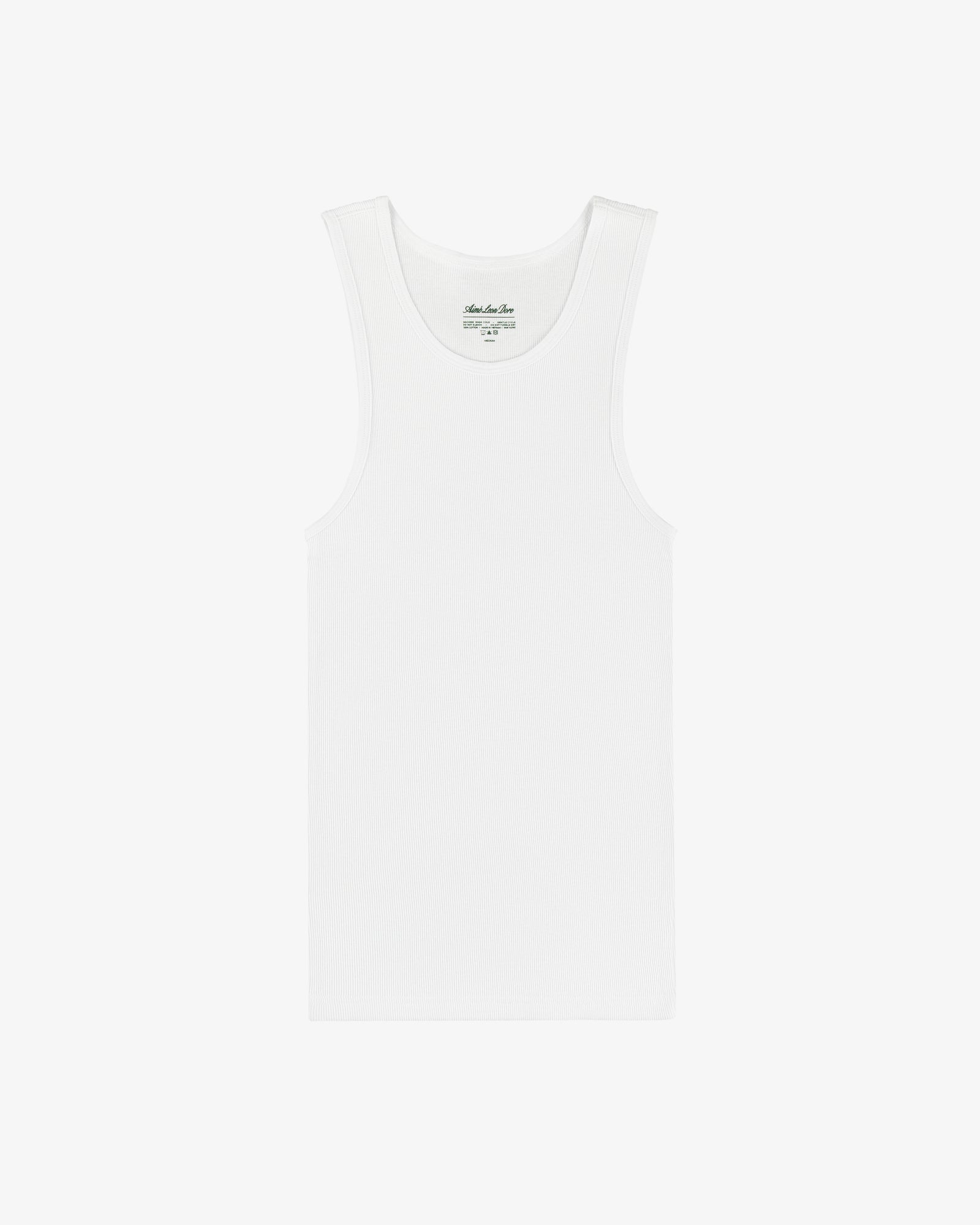 A Tank Top 3-Pack of plain white sleeveless ribbed tops is laid flat on a white background.