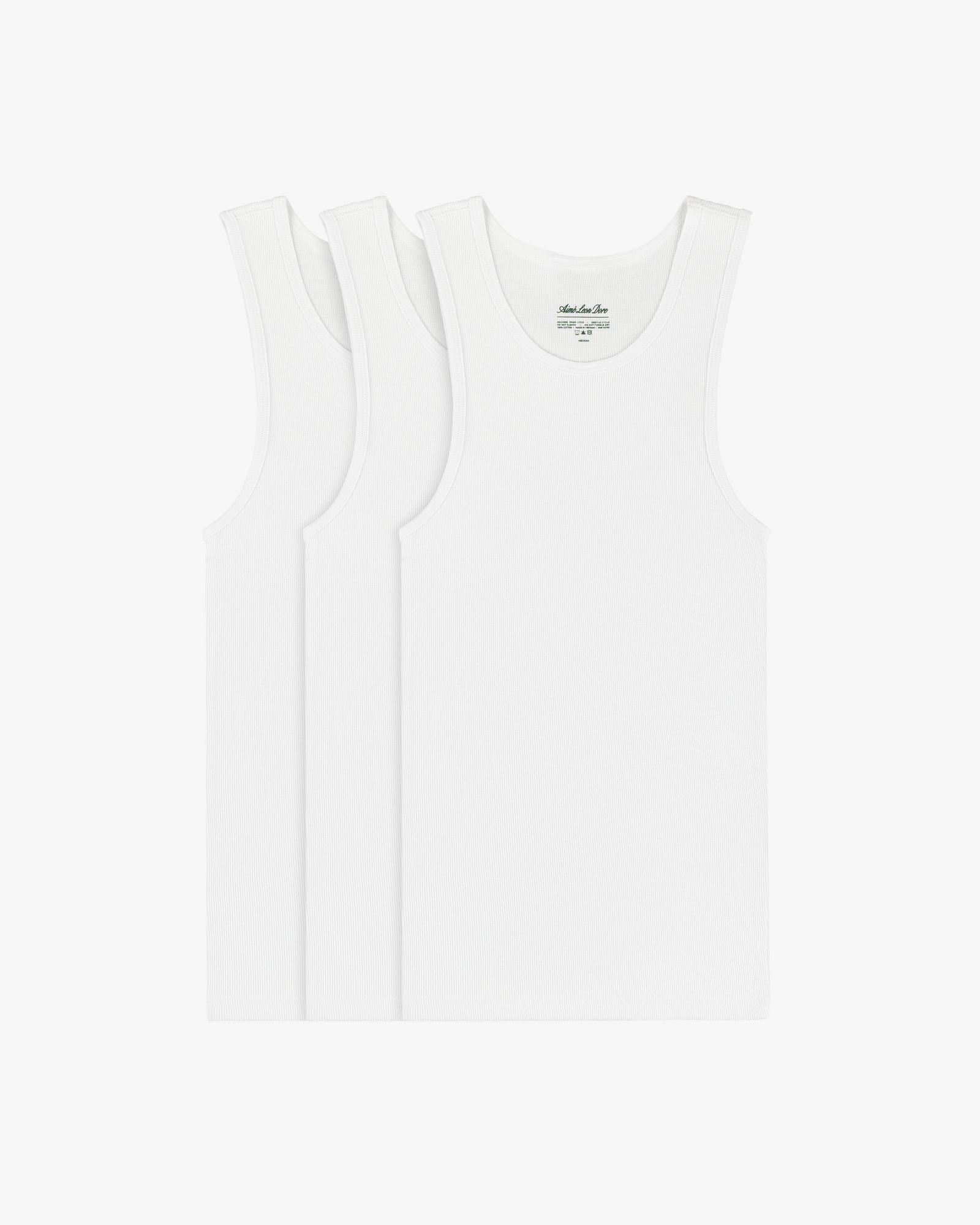 Three Tank Top 3-Pack white sleeveless undershirts stacked together on a plain white background.