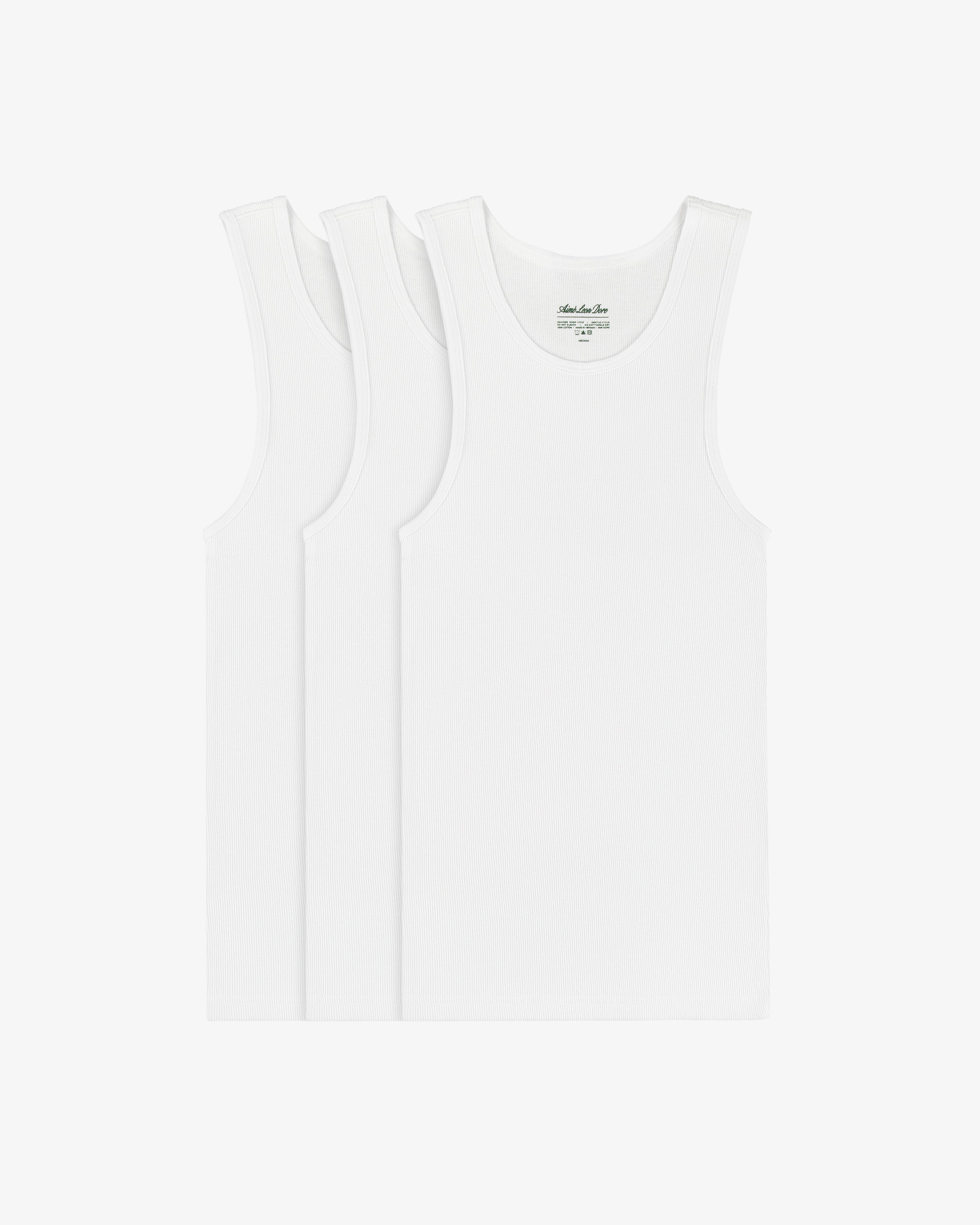 Three Tank Top 3-Pack white sleeveless undershirts stacked together on a plain white background.