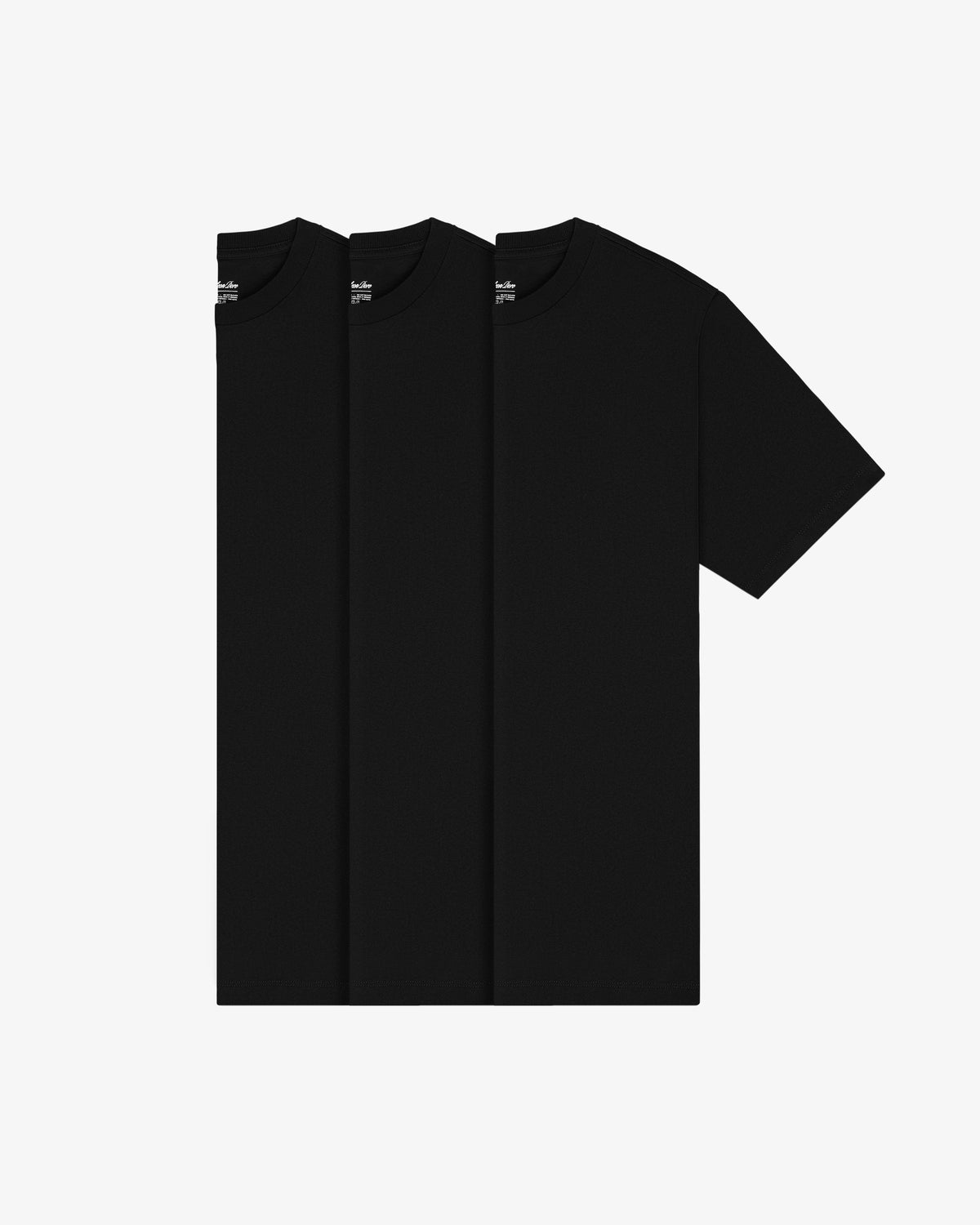 A T-Shirt 3-Pack of plain black short-sleeve shirts is displayed side by side on a white background.