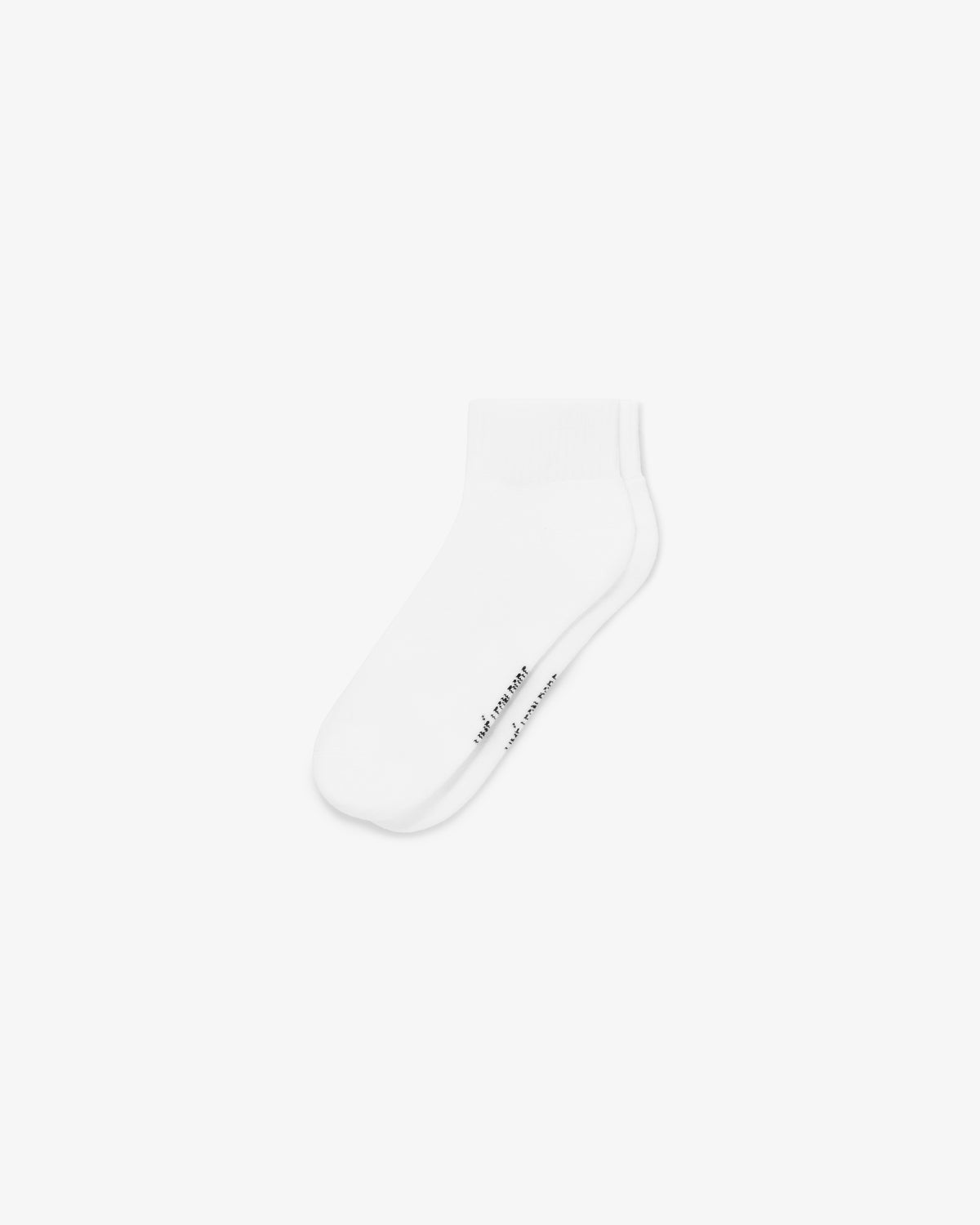 Ankle Sock 3-Pack: Plain white ankle socks with small black text near the toe, shown on a white background.