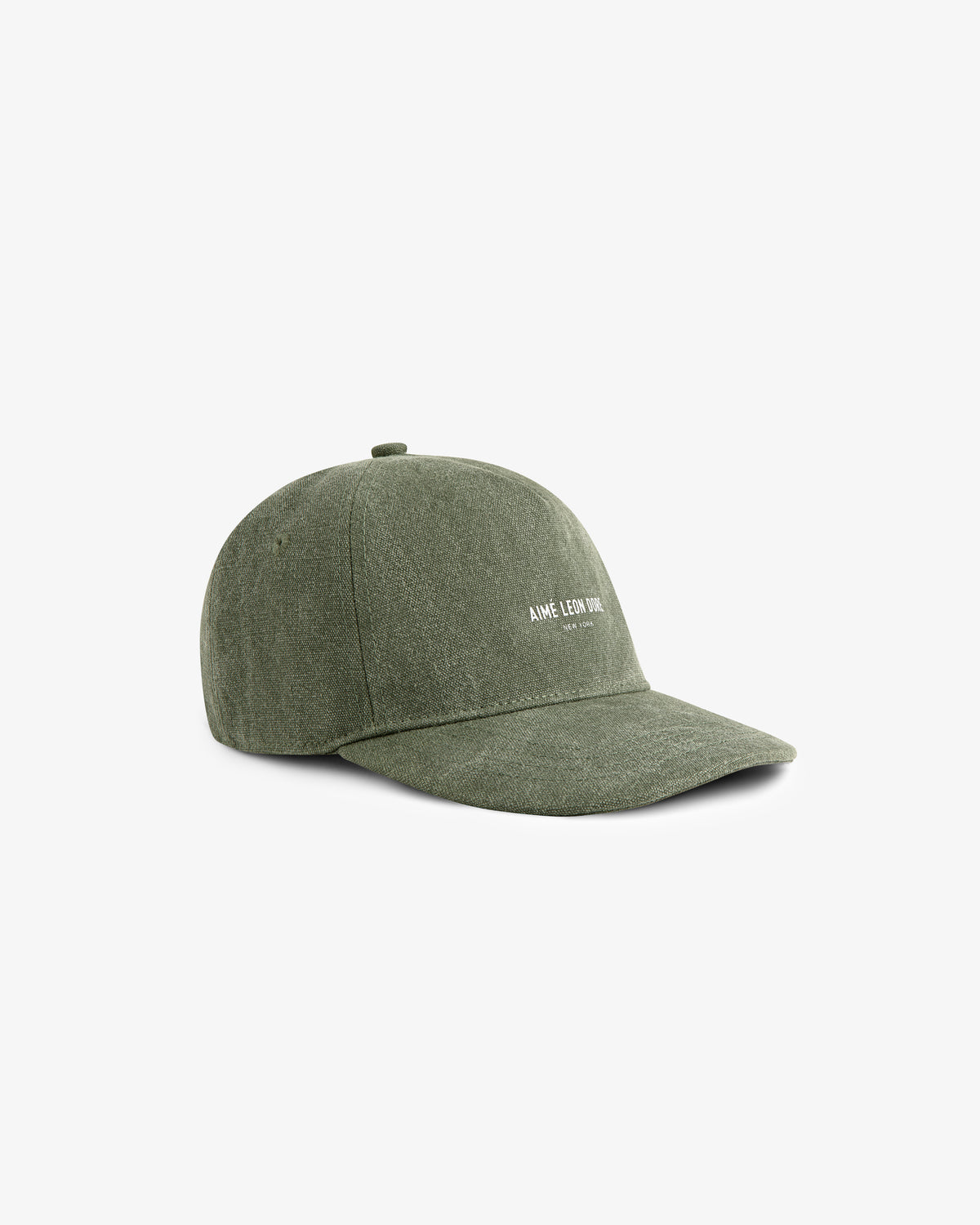 Olive green Micro Logo Hat with a curved brim and small white text on the front, shown on a plain white background.