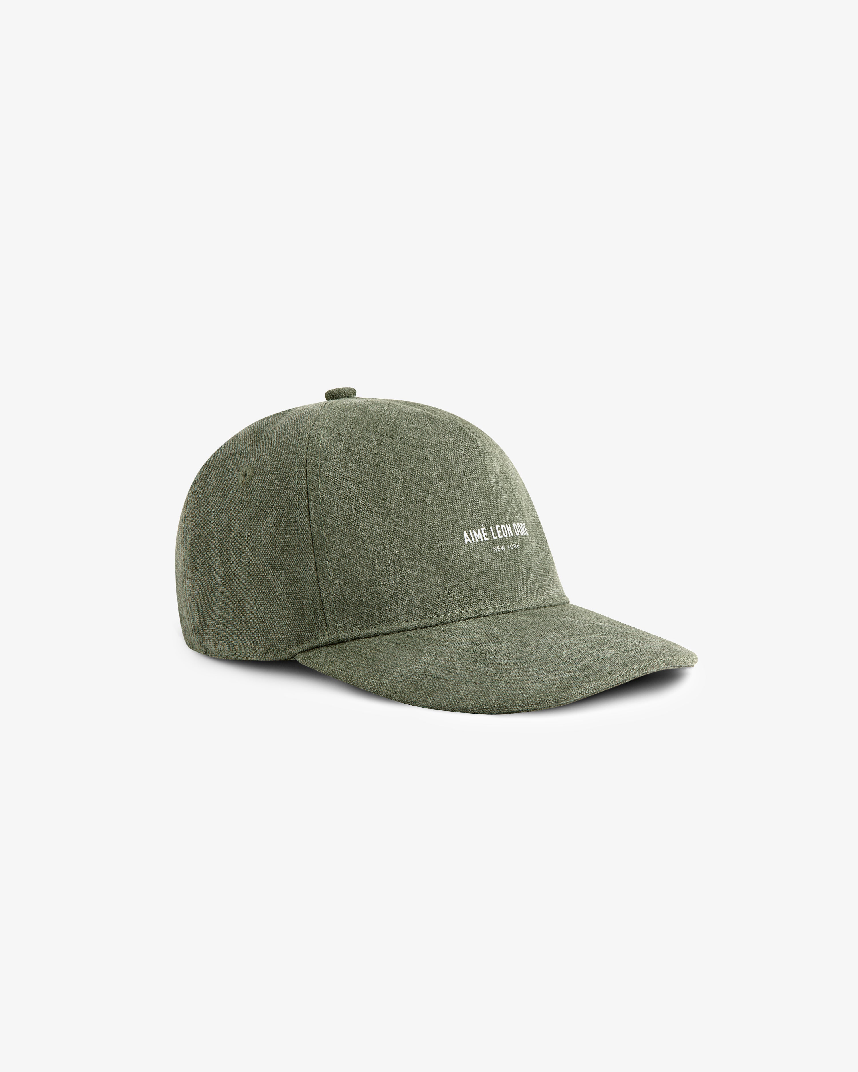 Olive green Micro Logo Hat with a curved brim and small white text on the front, shown on a plain white background.