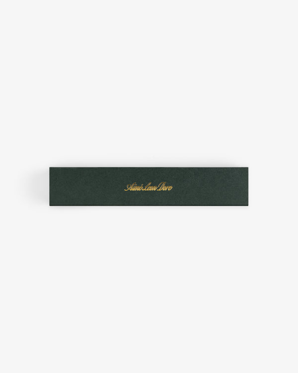 A rectangular dark green box labeled Mulberry Incense in gold cursive, shown on a white background.